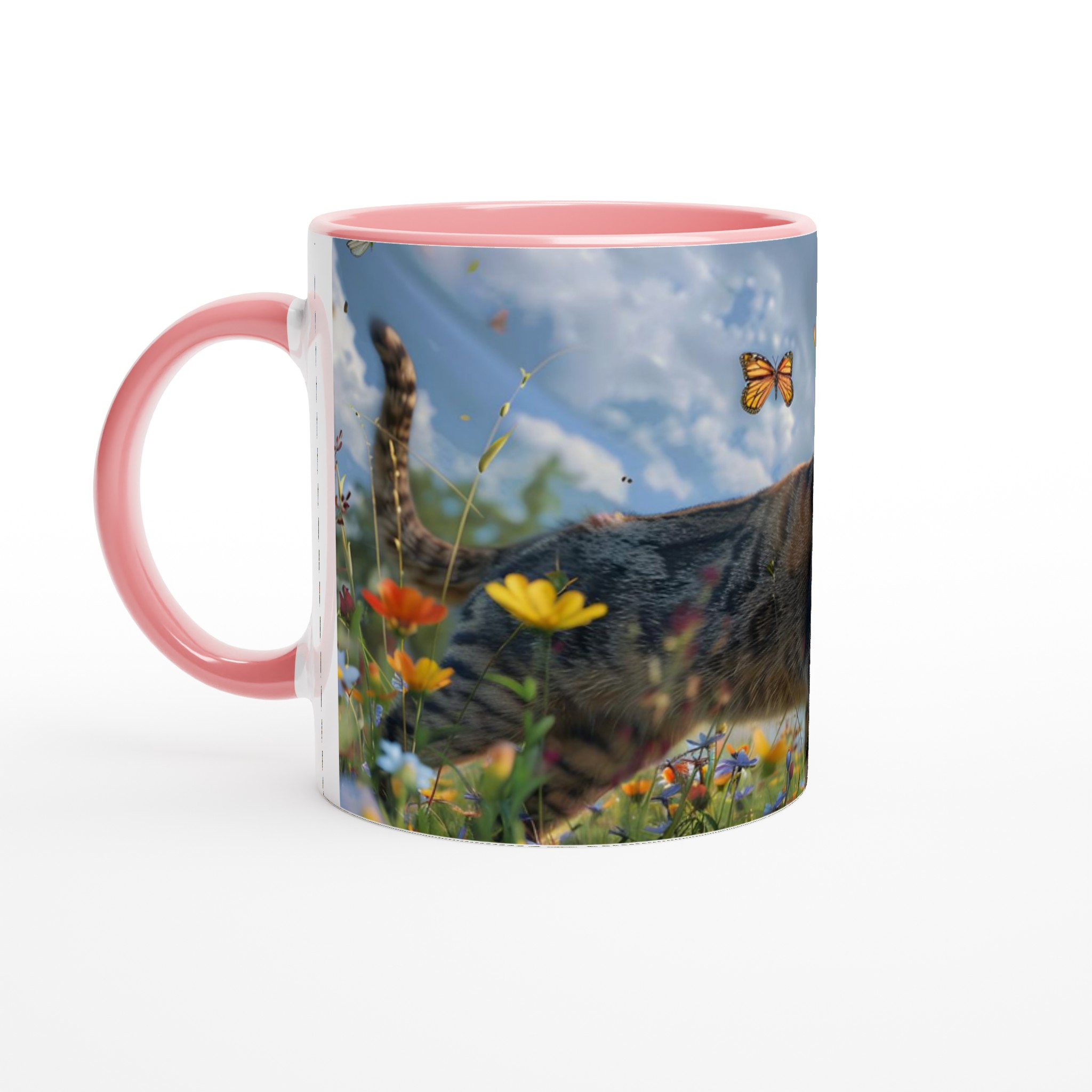 Katt bland Vårblommor – Levande 11oz Keramisk Mugg för Naturälskare 6 6564deda-14b8-4876-90c6-bf859779624d