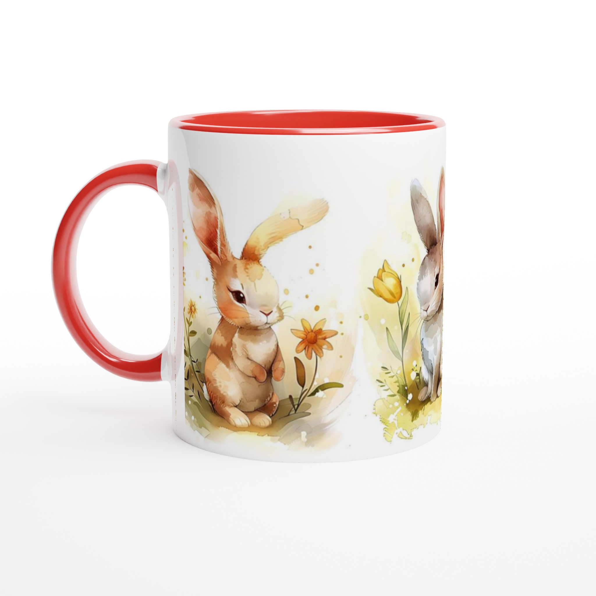 Söta Vattenfärgskaniner Mugg – Charmig & Hållbar 11oz Keramikmugg i Valfri Färg 2 656b84cb-edb3-4b6f-8d2a-fd6b0a6562fa