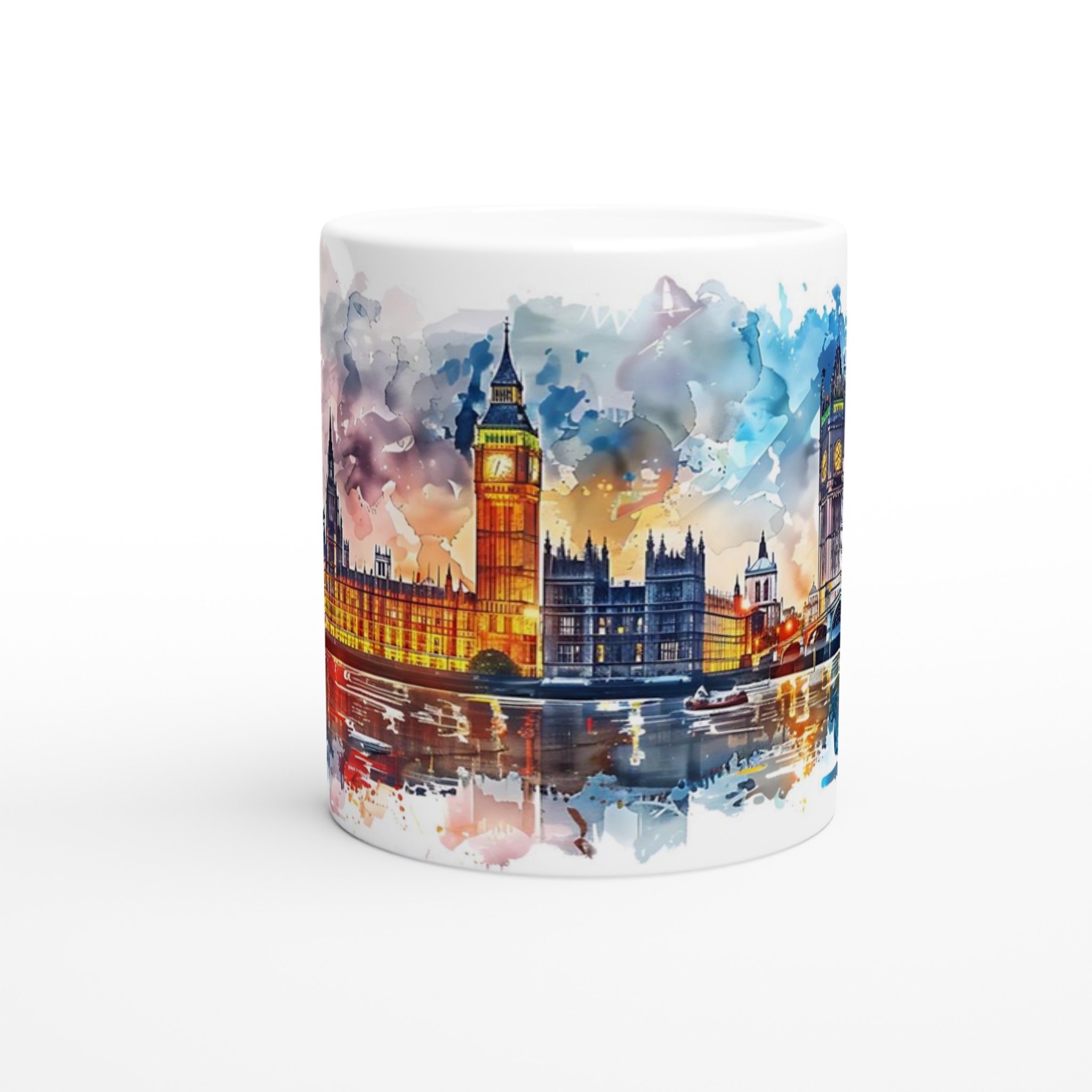 London Skyline Akvarellmugg – Konstnärlig Siluett & Levande Färger, Välj din favoritfärg! 8 65b44614-0267-411e-8f2e-ffe68ee11277