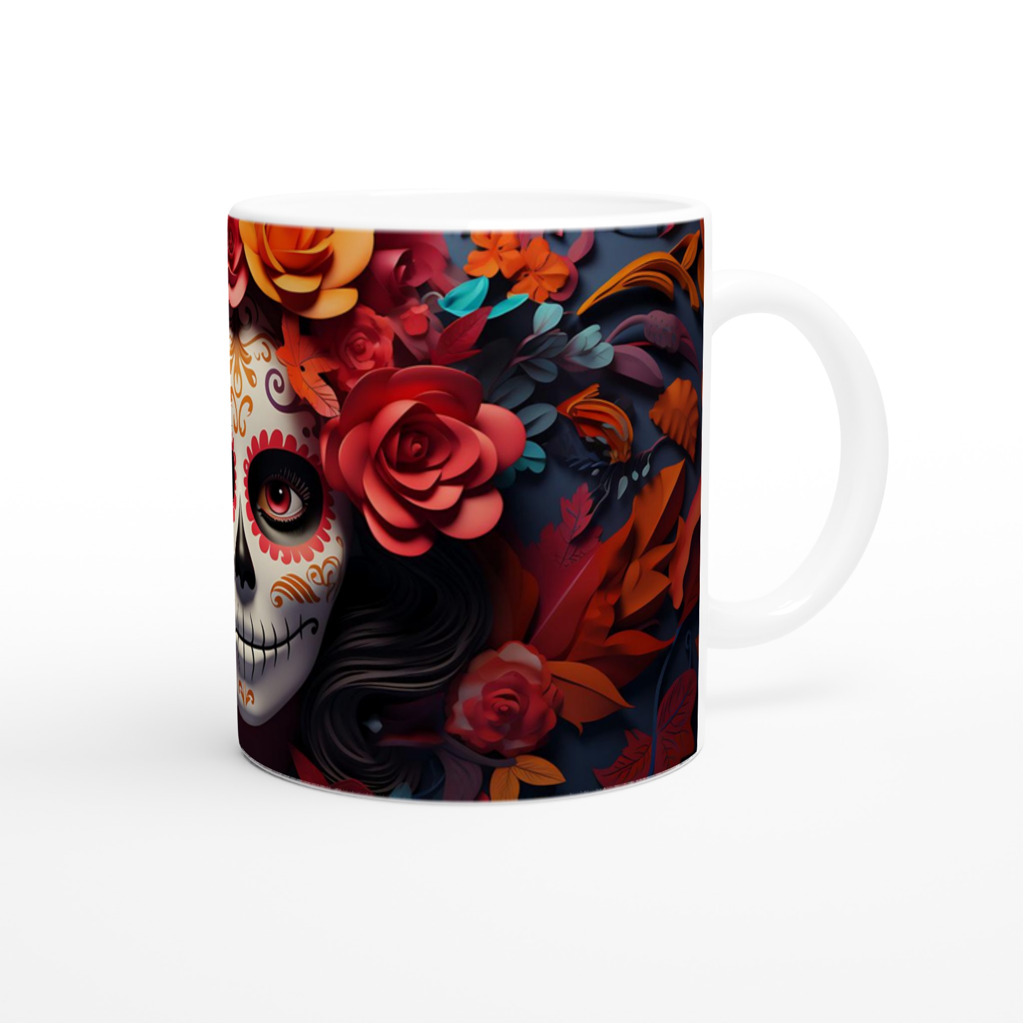 Sugar Skull Blommig Keramisk Mugg – Fira Livet i Levande Färg, 11 oz 9 65d74f64-5866-427d-a073-8906ebc94523
