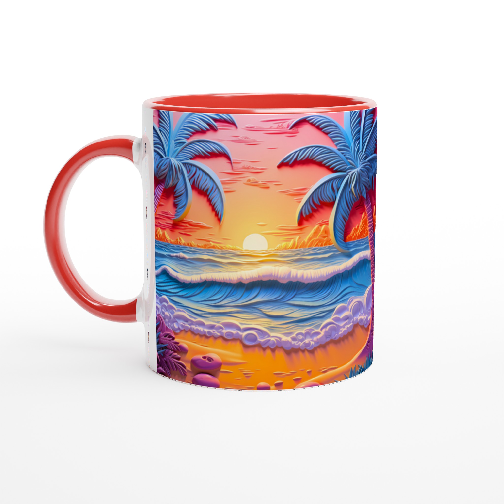 Tropisk Drömmugg – 11oz Keramikmugg med Pastell Palmstrand & Solnedgång 2 65e51338-01b4-4d53-8cf1-227d2192e295