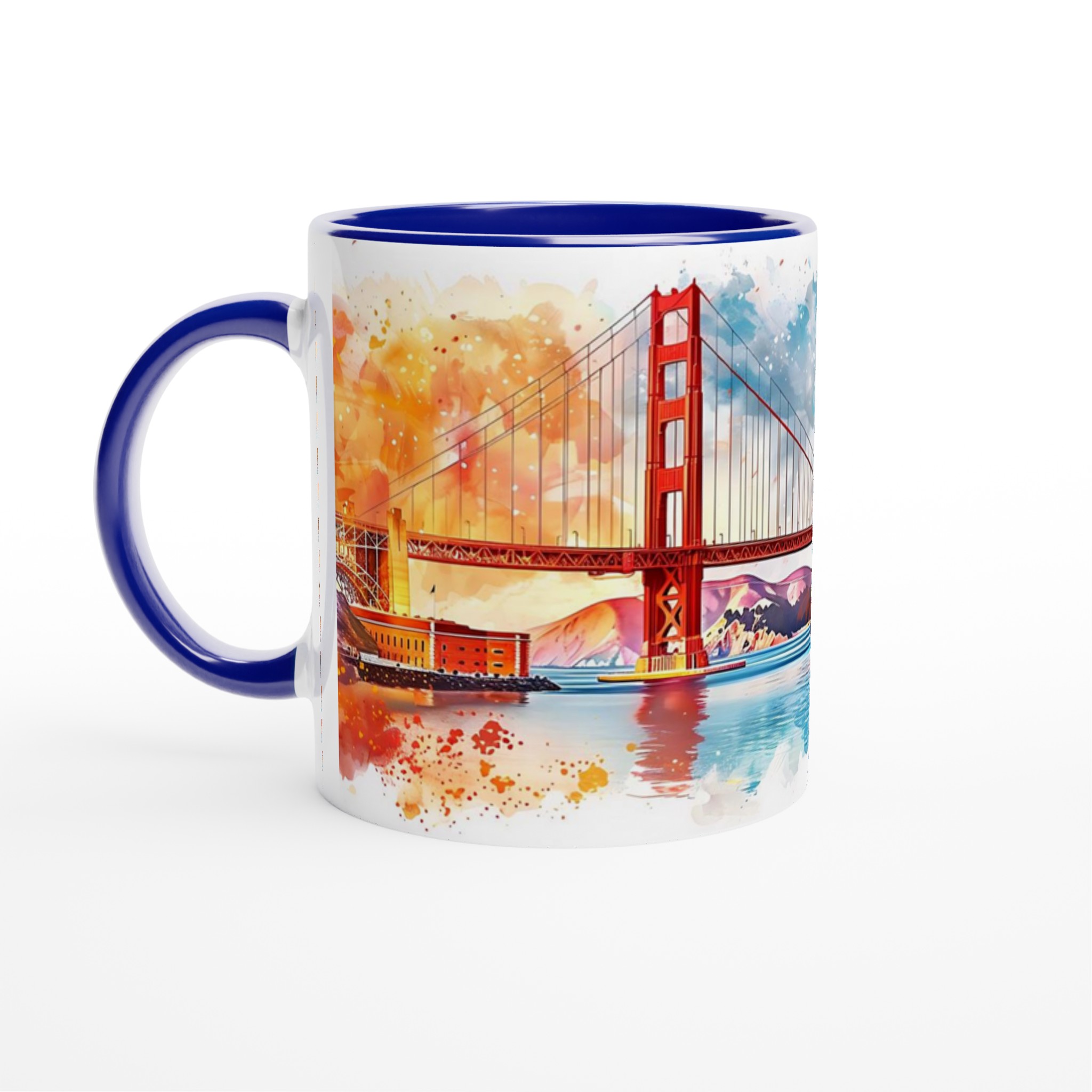 Golden Gate Bridge Akvarellmugg – Konstnärlig 11oz Keramisk Mugg i Väljbar Färg 4 6611b9bf-f111-4511-ade3-92e5ac50e99b