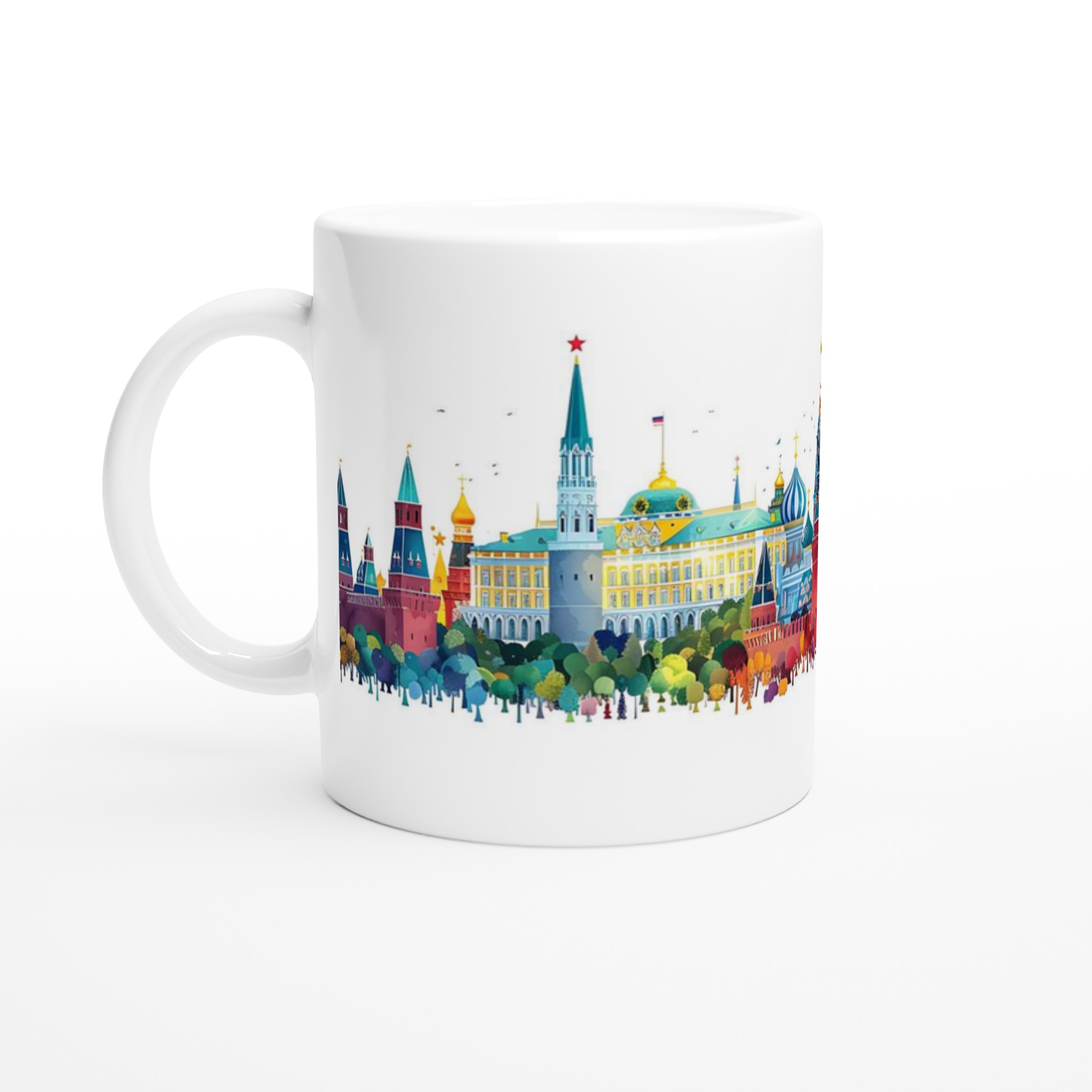 Moscow Skyline Watercolor Mugg - 11oz Keramisk Mugg med Färgstark Arkitektur 1 6619bcfb-d8d0-42ff-b94a-a657e141d31d
