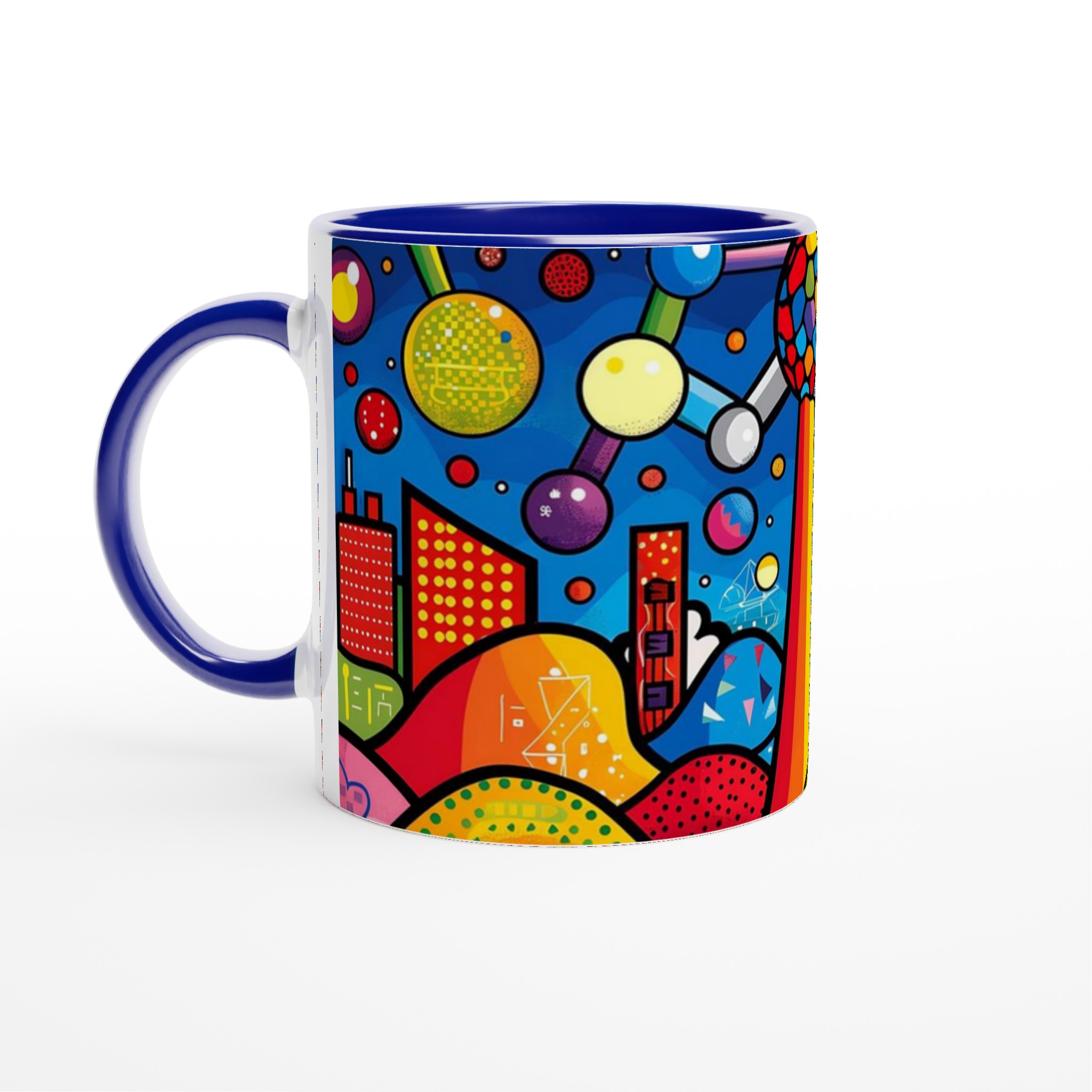 Abstrakt Pop Art Keramikmugg – Färgglad stadsvy & kosmos 11oz 4 664803a2-678b-4ee3-b9b4-6feccac69a44