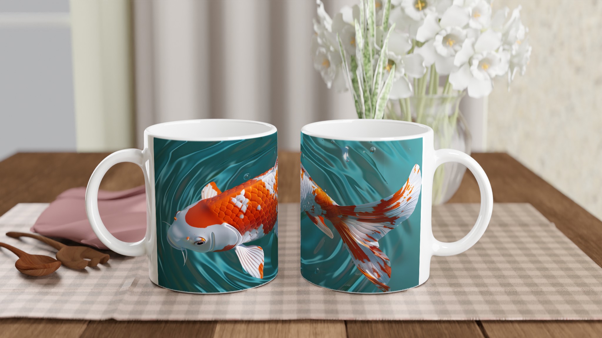 Koi Fisk Keramisk Mugg - Levande Konst i Din Hand, Välj Bland Flera Färger! 10 674a4894-9cfe-44c5-b51b-8efa964c0d71