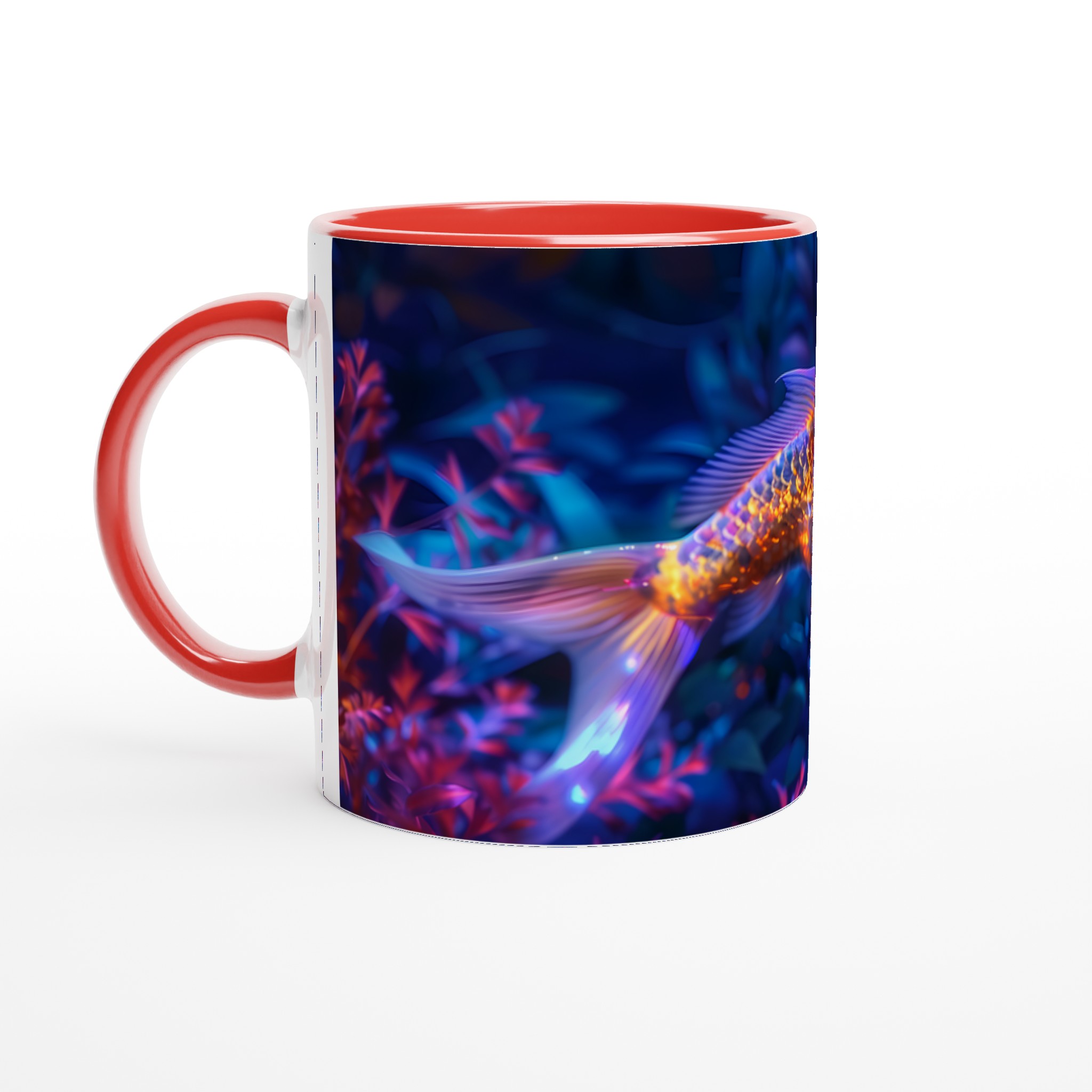 Neon Koi Fisken Mugg – 11 oz Keramikmugg i Hypnotiska Färger, Perfekt för Konstälskare & Färgstarka Tryck! 2 67aa0c77-6d21-49f6-b33a-5dda76cdd491