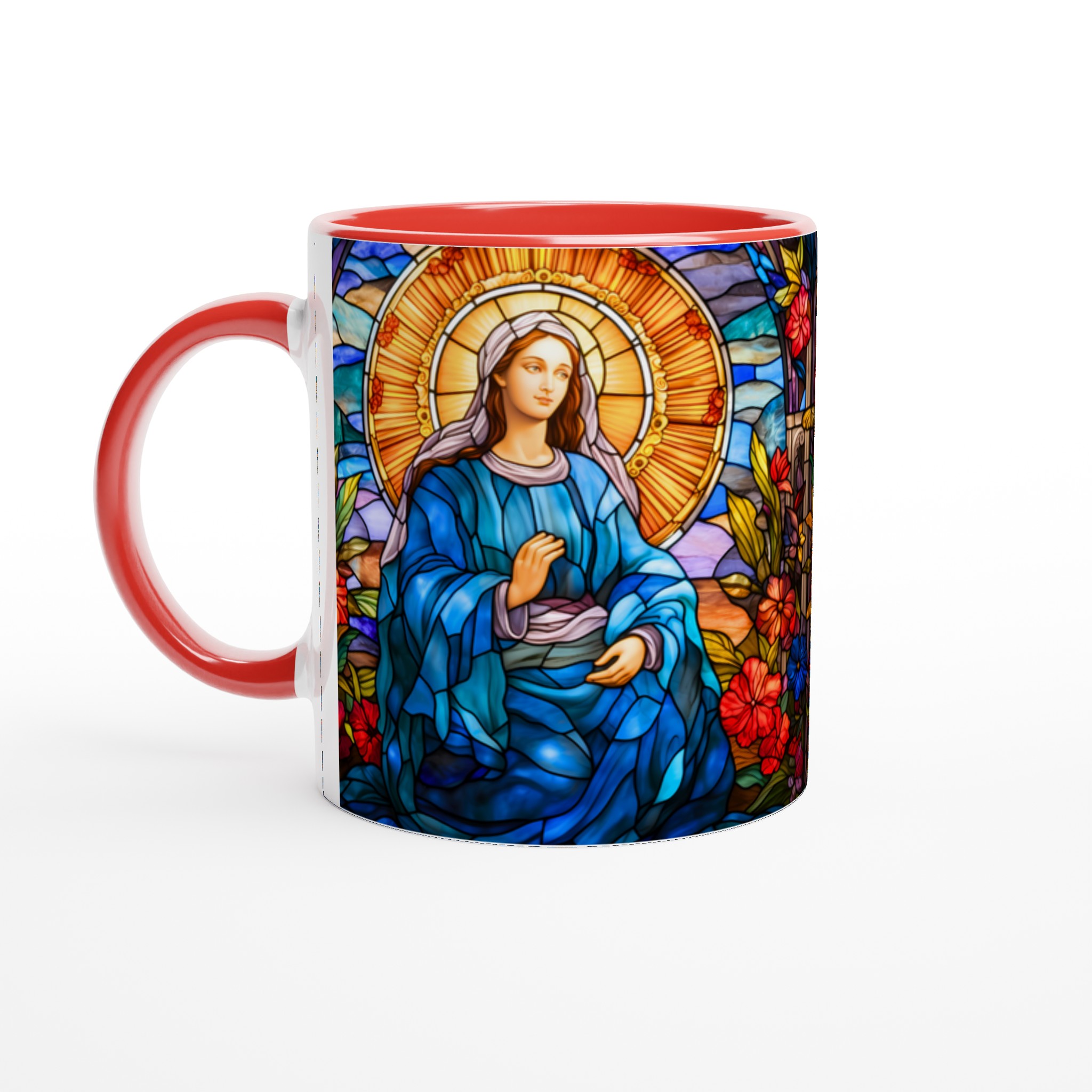 Mångfärgad Glasmålning Jungfru Maria Keramisk Mugg – Inspirerande Konst för Kaffeälskaren 2 68668bc8-ad5c-412c-b086-e7dabac06bba