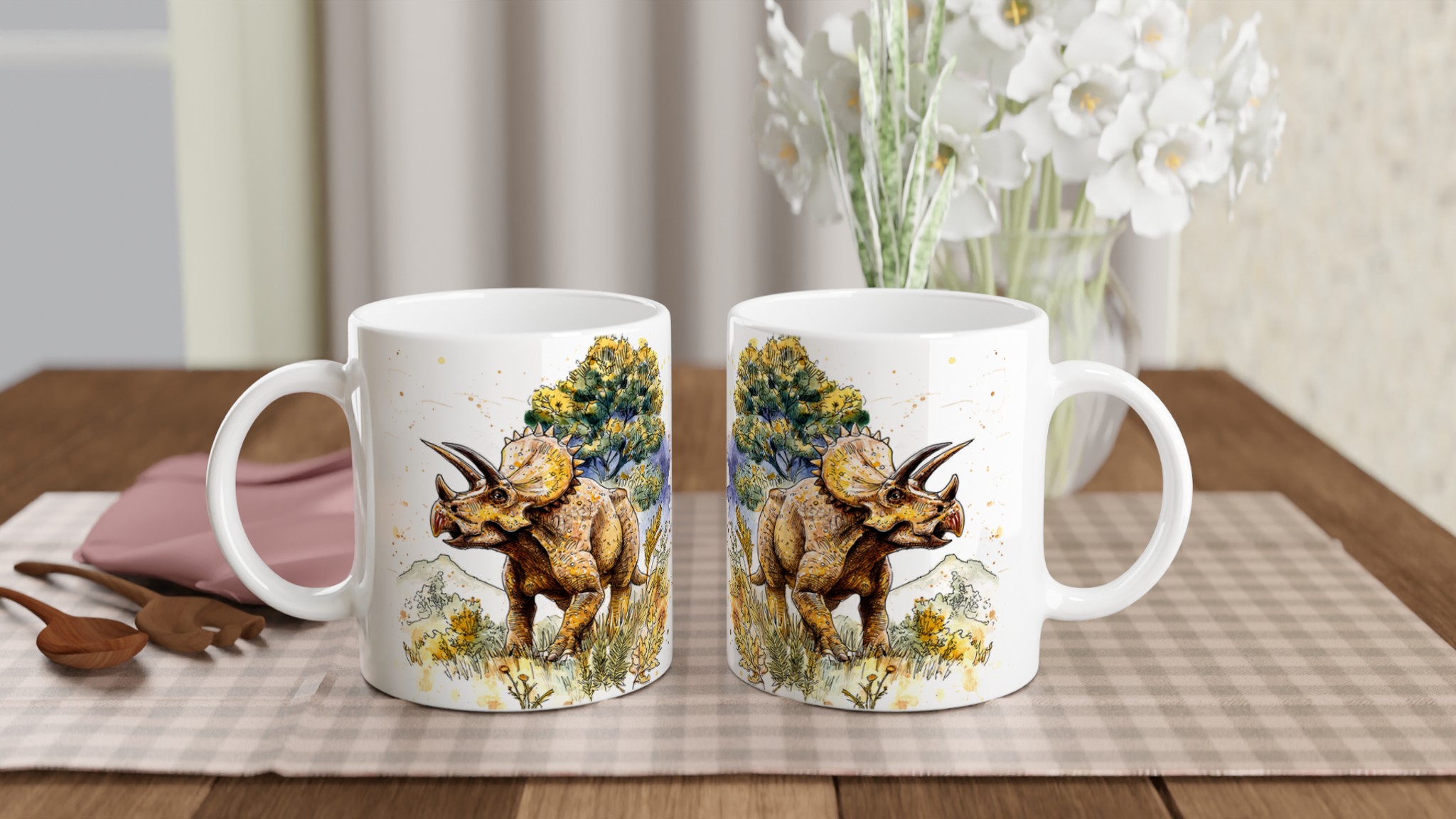 Triceratops Akvarellmugg – Historiska Varelser i Levande Färger, Välj din Favoritmugg! 10 68ace15a-6746-4d84-bf27-1c02d15c569c