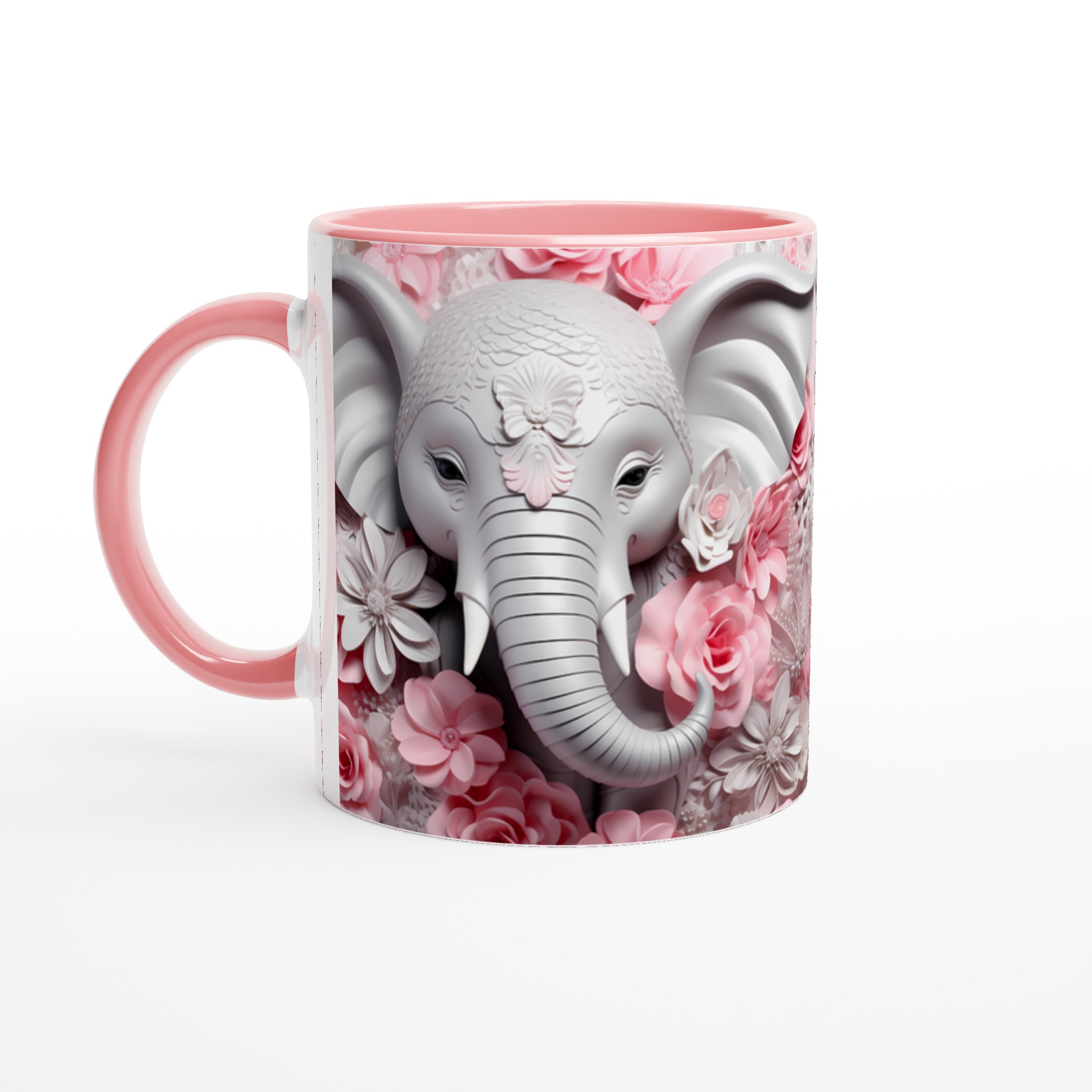 Elefant & Rosor 11oz Keramisk Mugg – Drömmer i Rosa & Vitt, Välj Din Färg! 7 68ff0f49-3535-4957-883b-85a868bcfb55