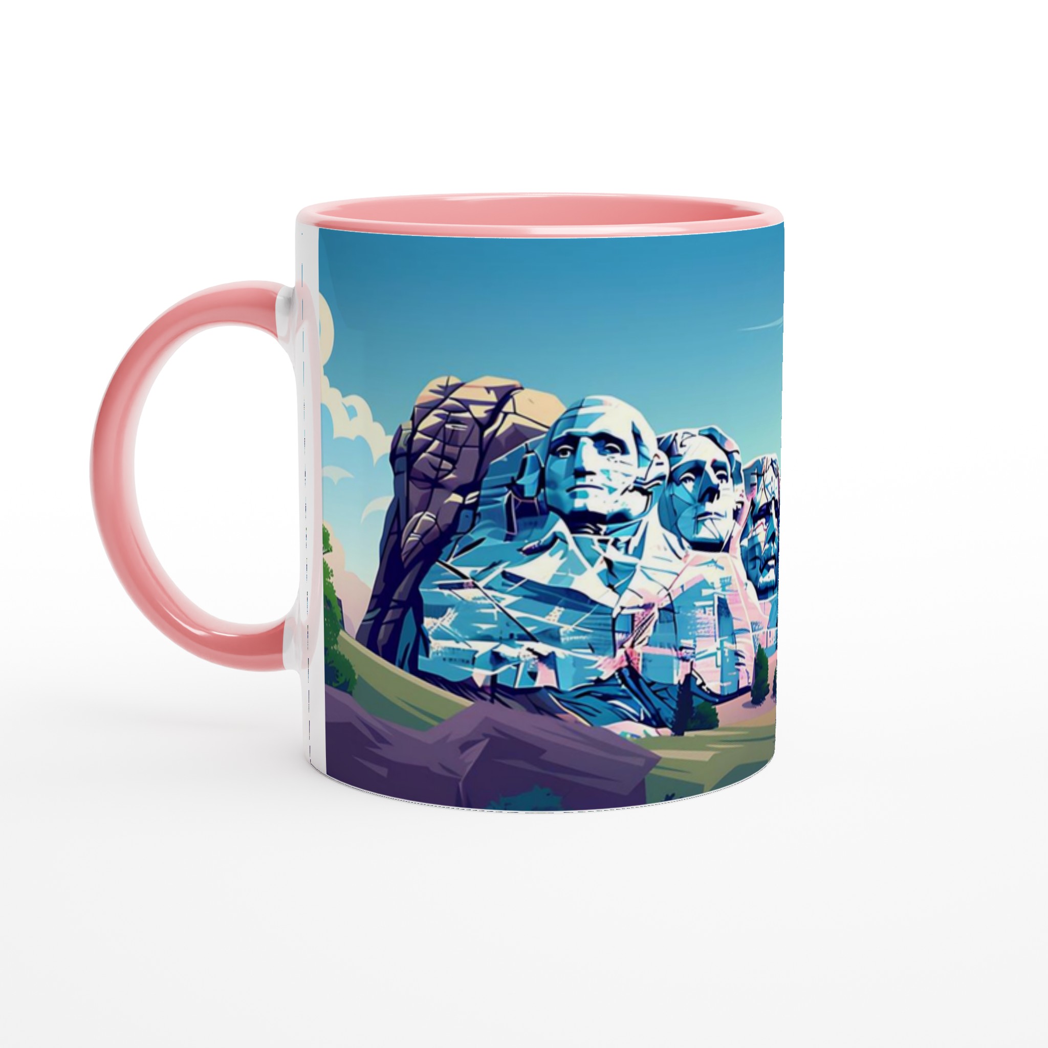 Mount Rushmore Pop Art Mugg – Historisk Ikon i Vibrant Blå Nyanser 6 690a8384-8d5a-4dcf-89f2-b086ee8be593