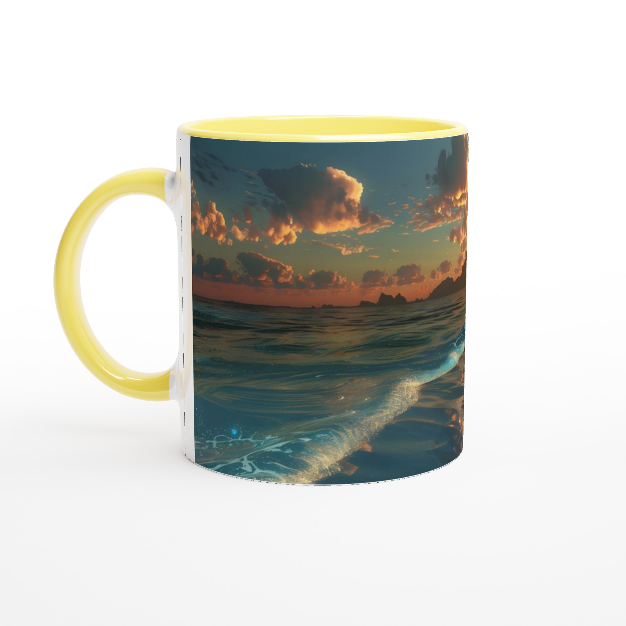 Solnedgång över tropisk strand 11oz keramikmugg – Din dagliga dos av paradis i sju färger 3 693870cc-0609-45f2-9039-02970d190ffd