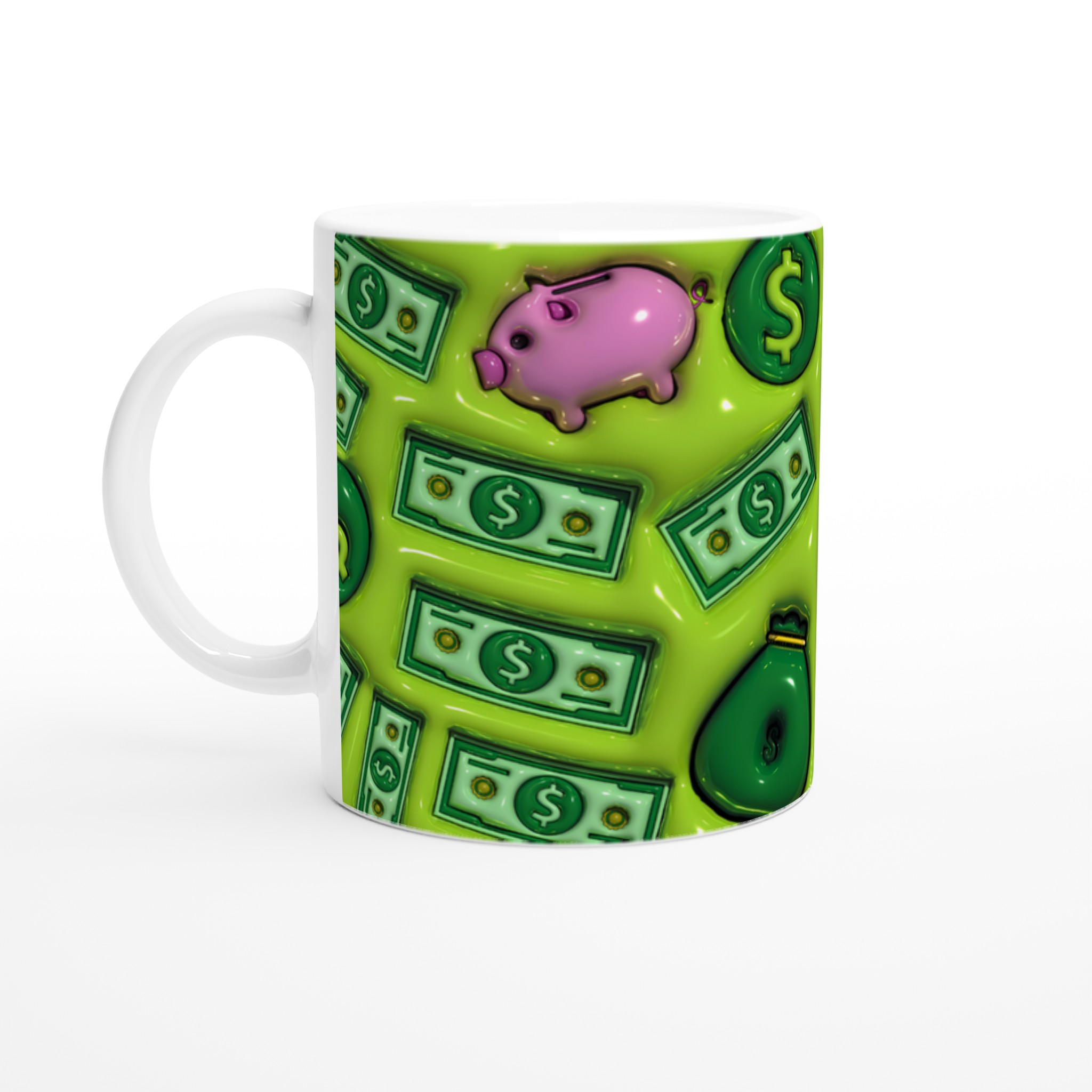Lyxig Grön Pengar-tema Mugg – Investera i Stil med Vår 11oz Keramiska Kaffekopp 1 69779a23-3081-42d1-803d-959491ada4d9