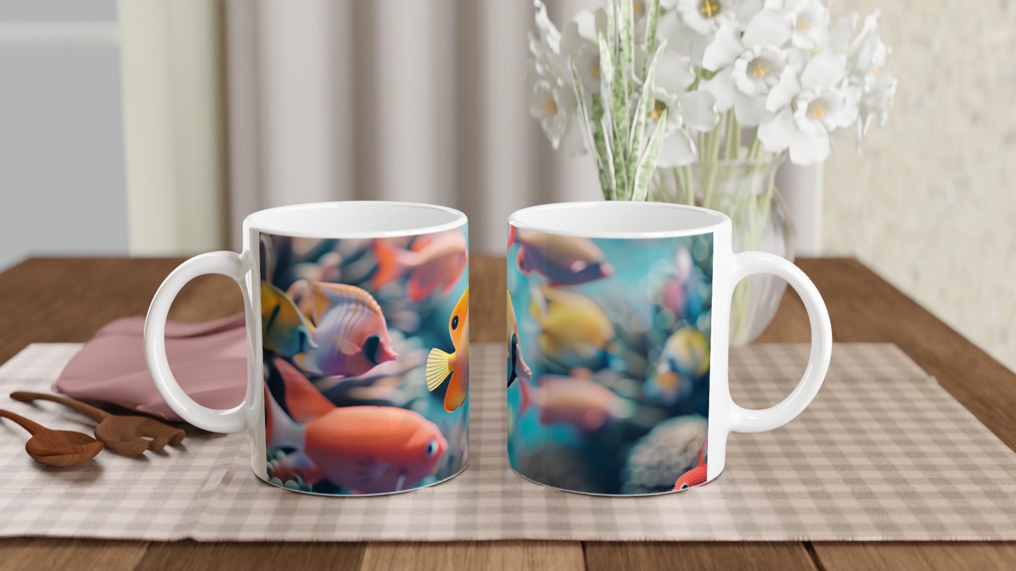 Tropisk Fisk 11oz Keramisk Mugg - Dyk Ner i Havets Färger med Din Favoritfärg! 10 69bbd501-722a-449f-9d38-9f967529c838