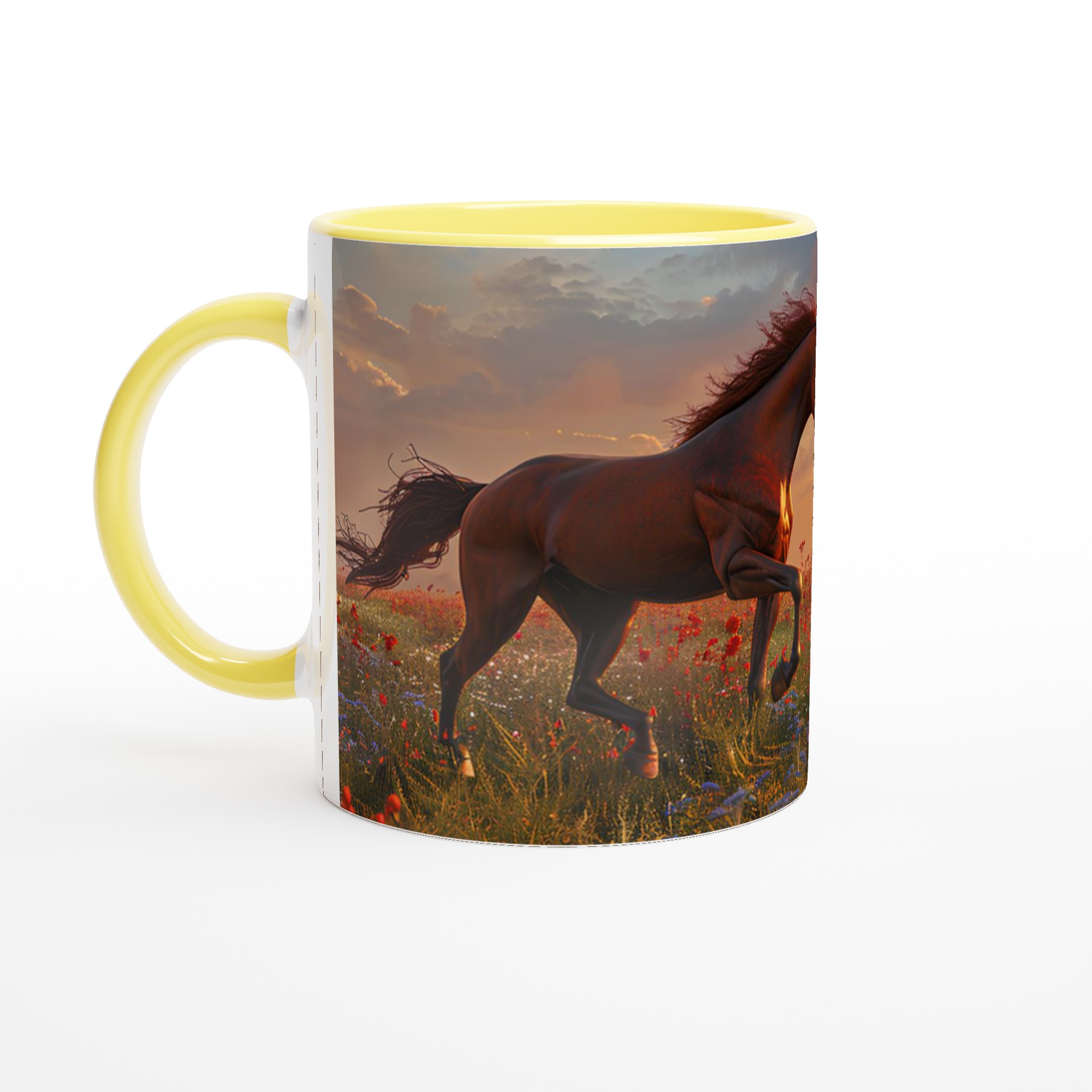 Majestätisk Brun Häst i Vild Blomsteräng – 11oz Keramisk Mugg för Naturälskare 5 69d9efe5-6682-44bf-bc43-a3dcd831afec