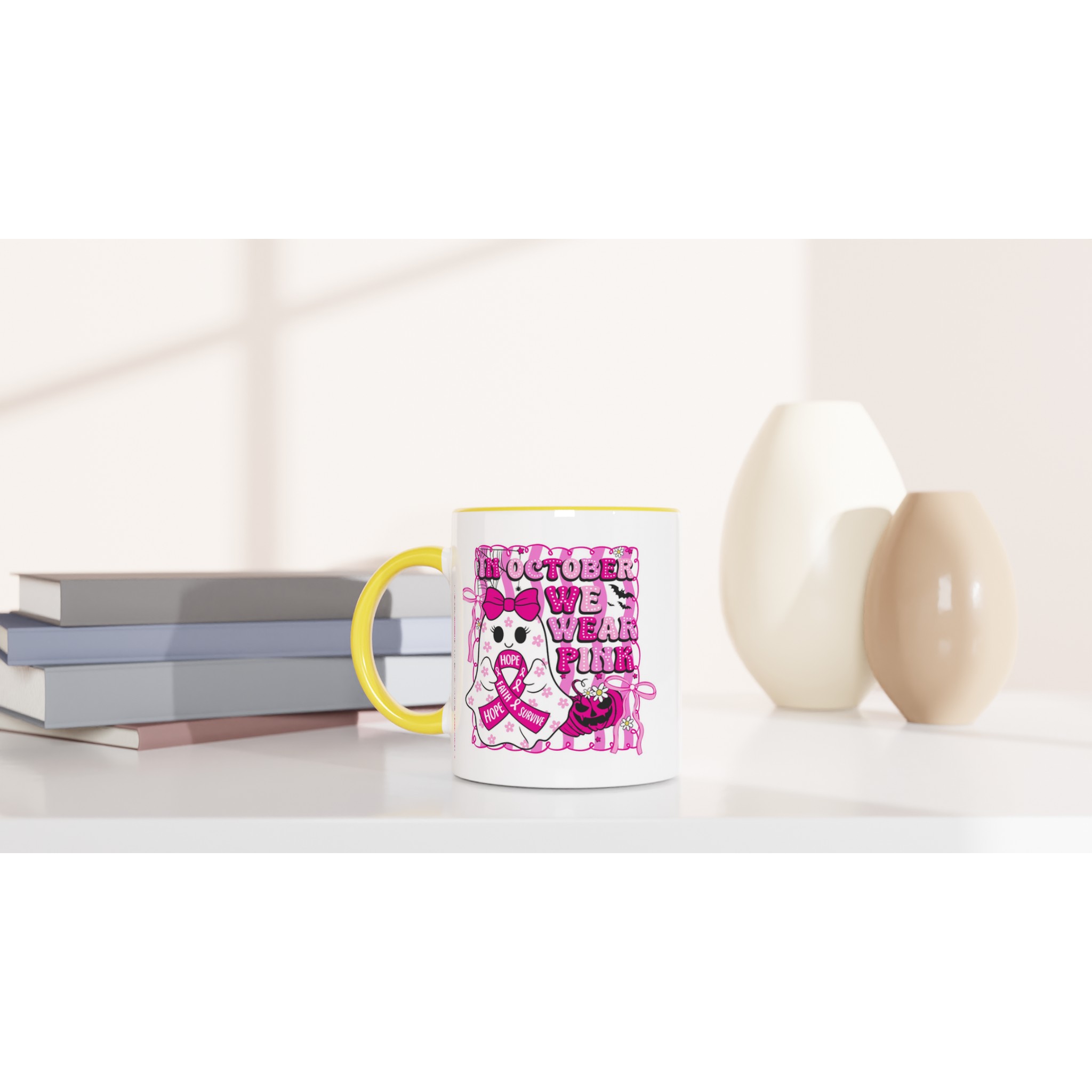 In October We Wear Pink – Rosa Bandet-mugg för Bröstcancermedvetenhet 9 6aa8c38f-cc4c-44f9-a82e-8794cf3ac036