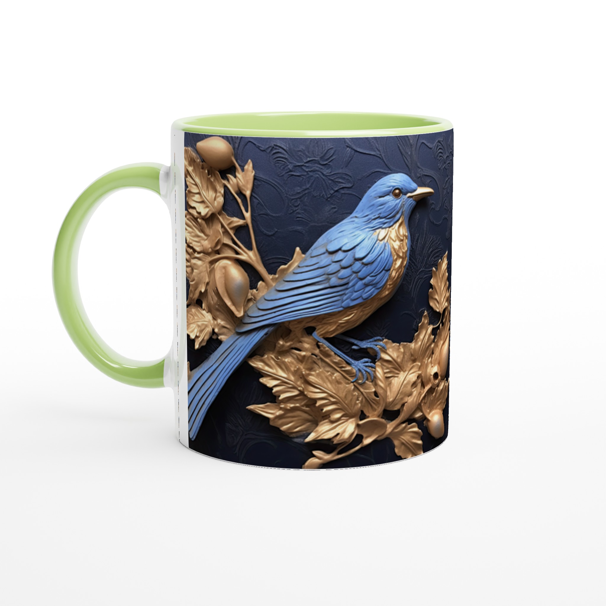 Royal Bird Song Keramikmugg – Elegant Blåfågel & Guldblad Design, 11oz – Välj bland 7 Färger! 3 6aac0c4e-5296-4883-ad81-1a86f1bd20af