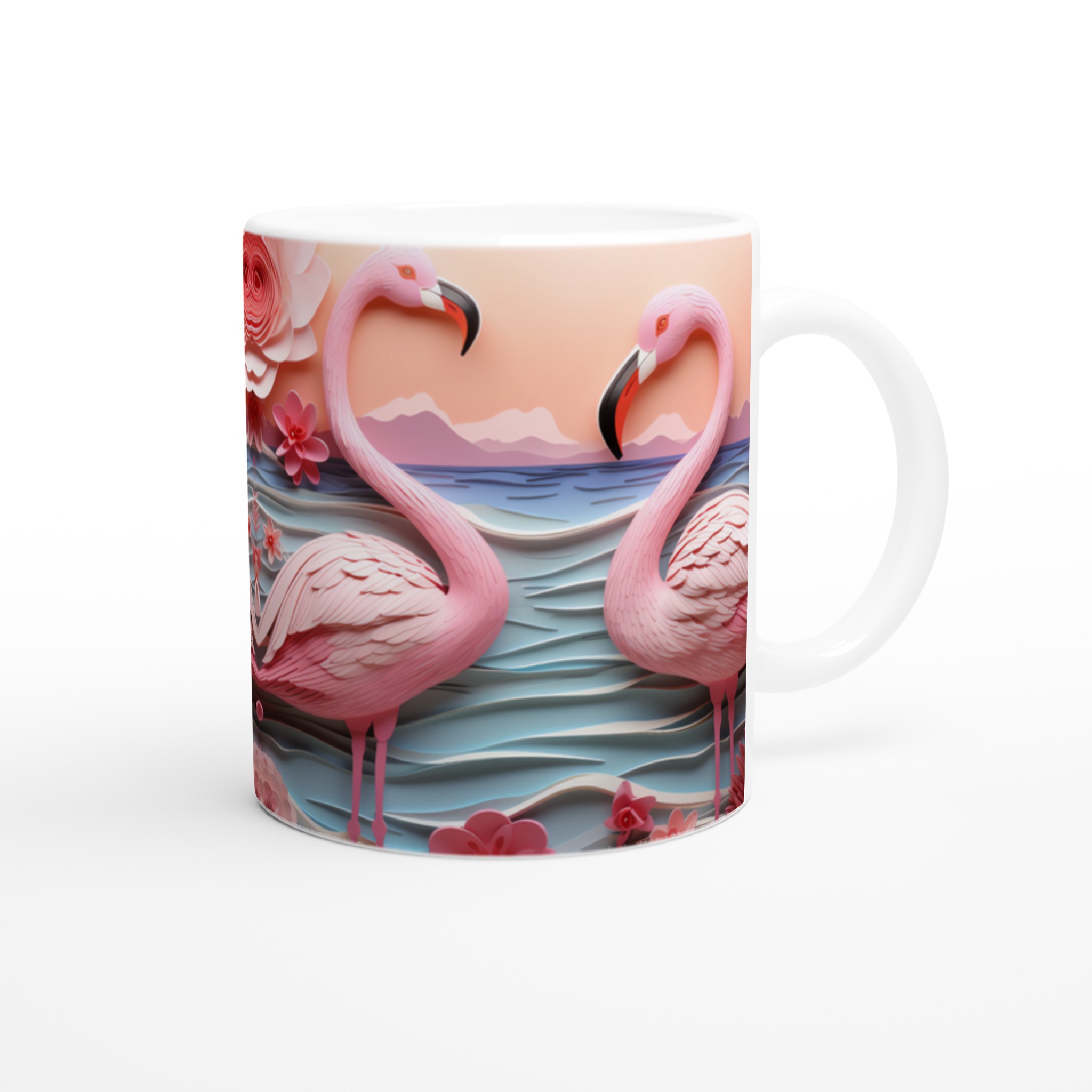 Flamingo Paradise 11oz Keramisk Mugg – Drömsk Design i Papperskonst Stil 9 6ac5a92b-7274-4390-b674-262f355ed666