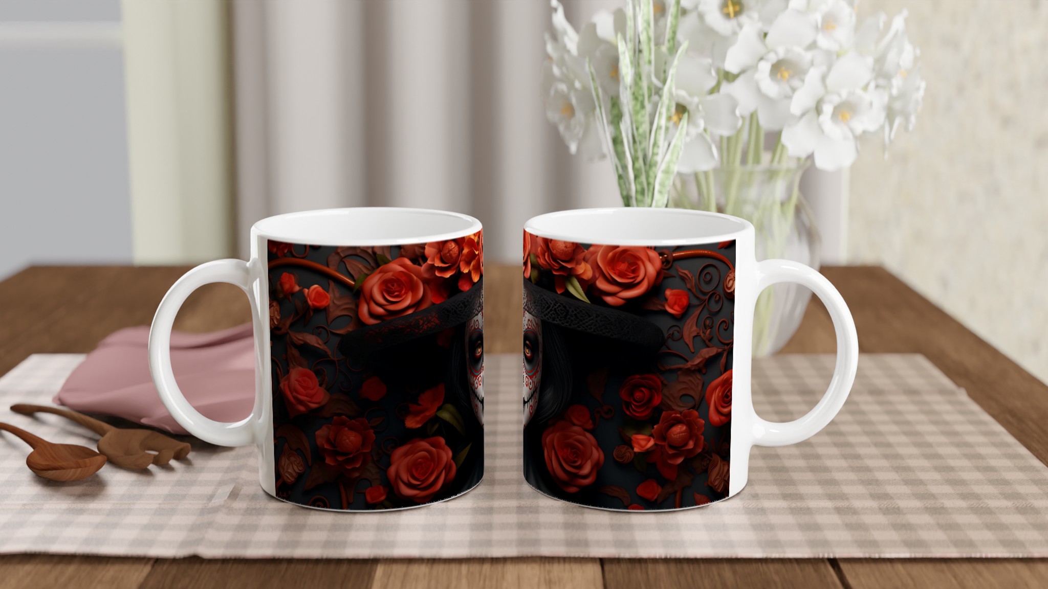 Catrina Day of the Dead 11oz Keramikmugg – Elegant Design för Kaffe & Te i Sju Färgval 10 6acb5557-ccf2-49ba-af8c-b61c52d89c6e