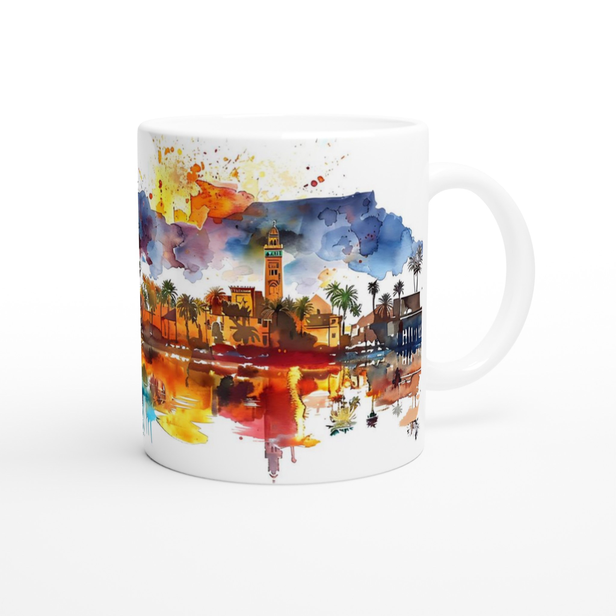 Marrakech Cityscape Vattenfärgsmugg – 11oz Premium Keramikmugg i ditt val av sju livfulla färger 9 6bbcbe9a-0d7c-4a68-89da-edc01a909f94