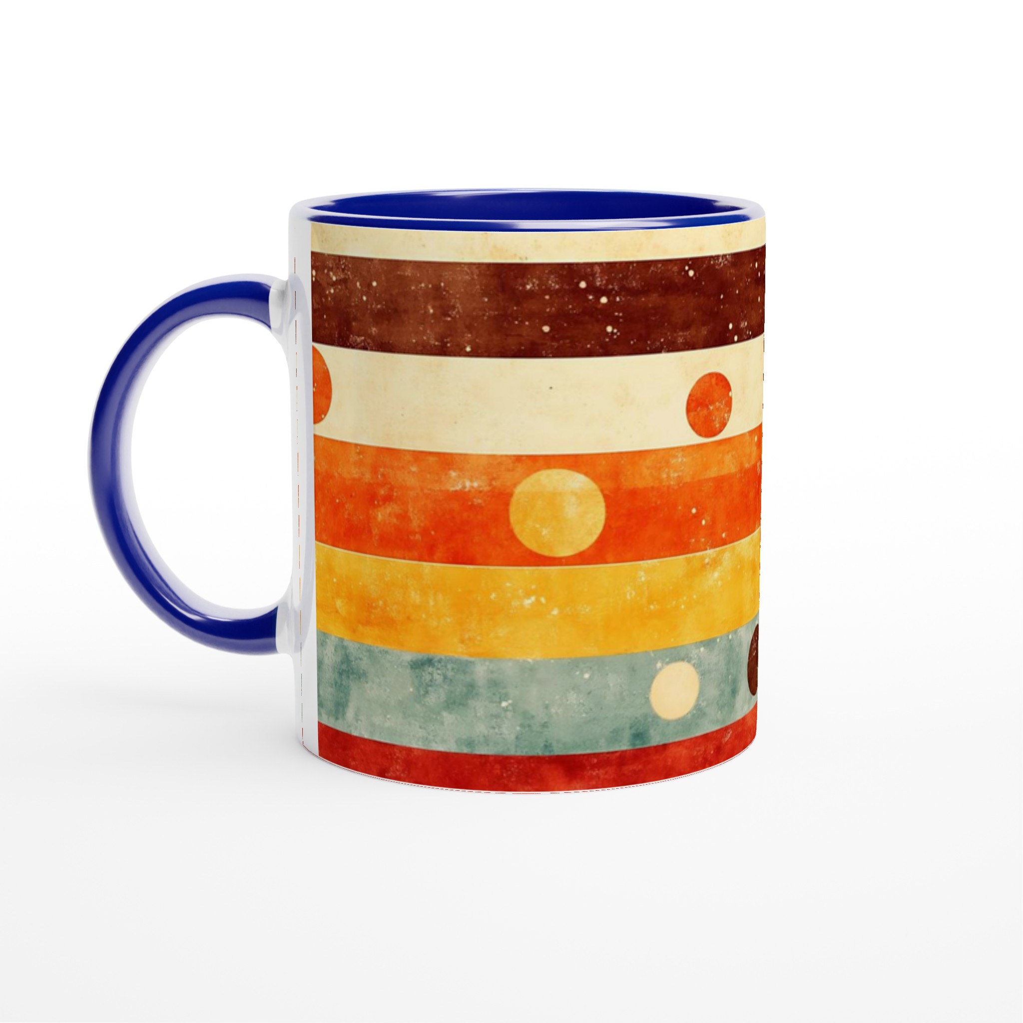 Retro Abstrakt Mugg - 11oz Keramikmugg i Vintage Färger & Geometrisk Design 7 6bf27c14-f743-4c14-928a-03965f94a982