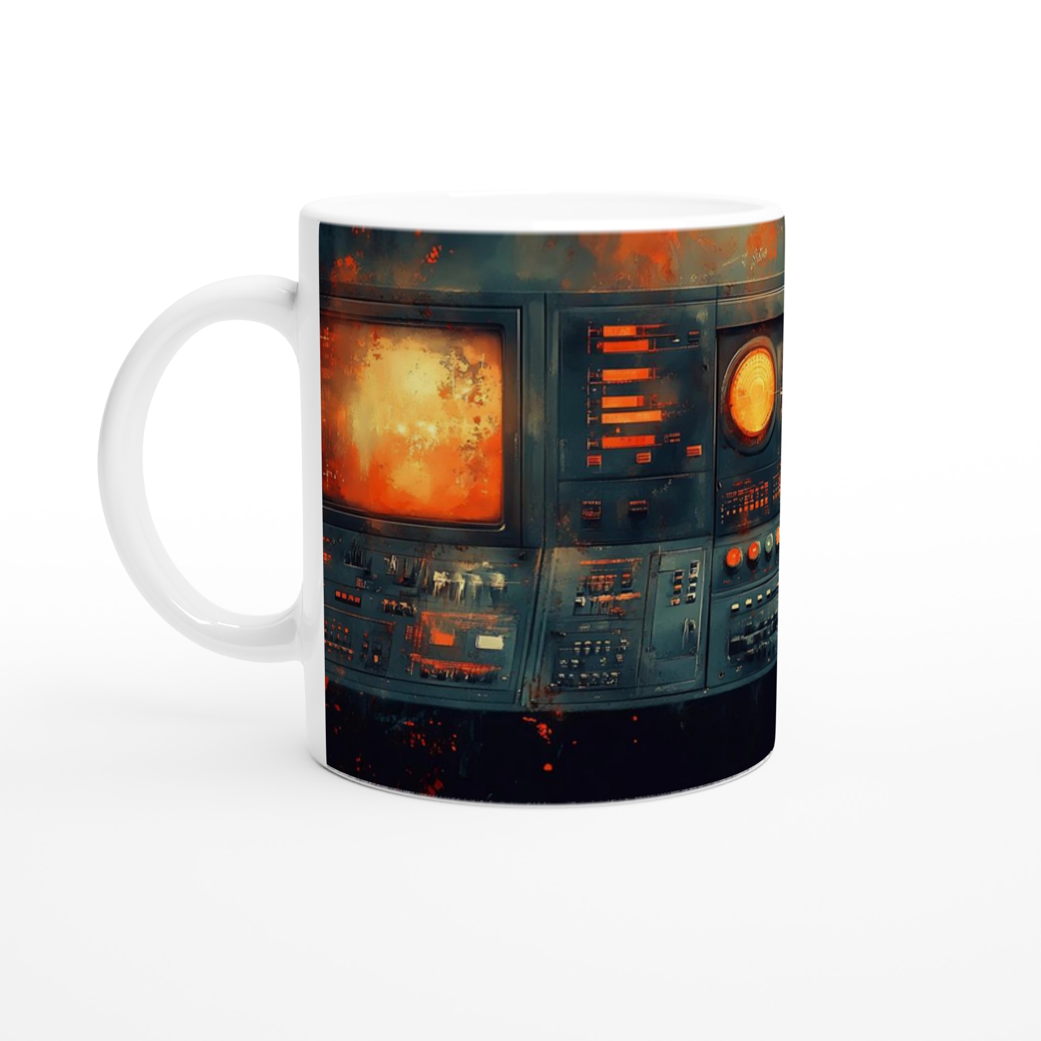 Retro Sci-Fi Kontrollpanel Mugg – 11 oz Keramisk Kaffemugg i ditt val av färger 1 6c2b0d05-0ab2-42e7-b075-27d06d4da543