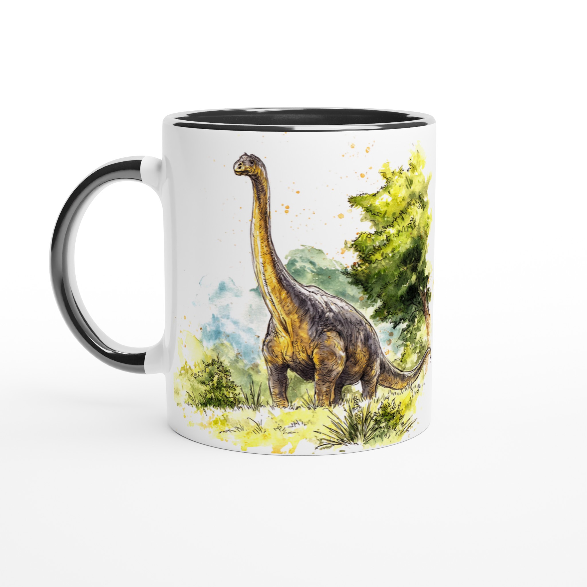 Dinosaurie Vattenfärg Mugg - Brachiosaurus i Grönt Landskap | 11oz Keramikmugg i Valfri Färg 7 6c4c0316-3b53-4b65-a14b-40adbbebd50d