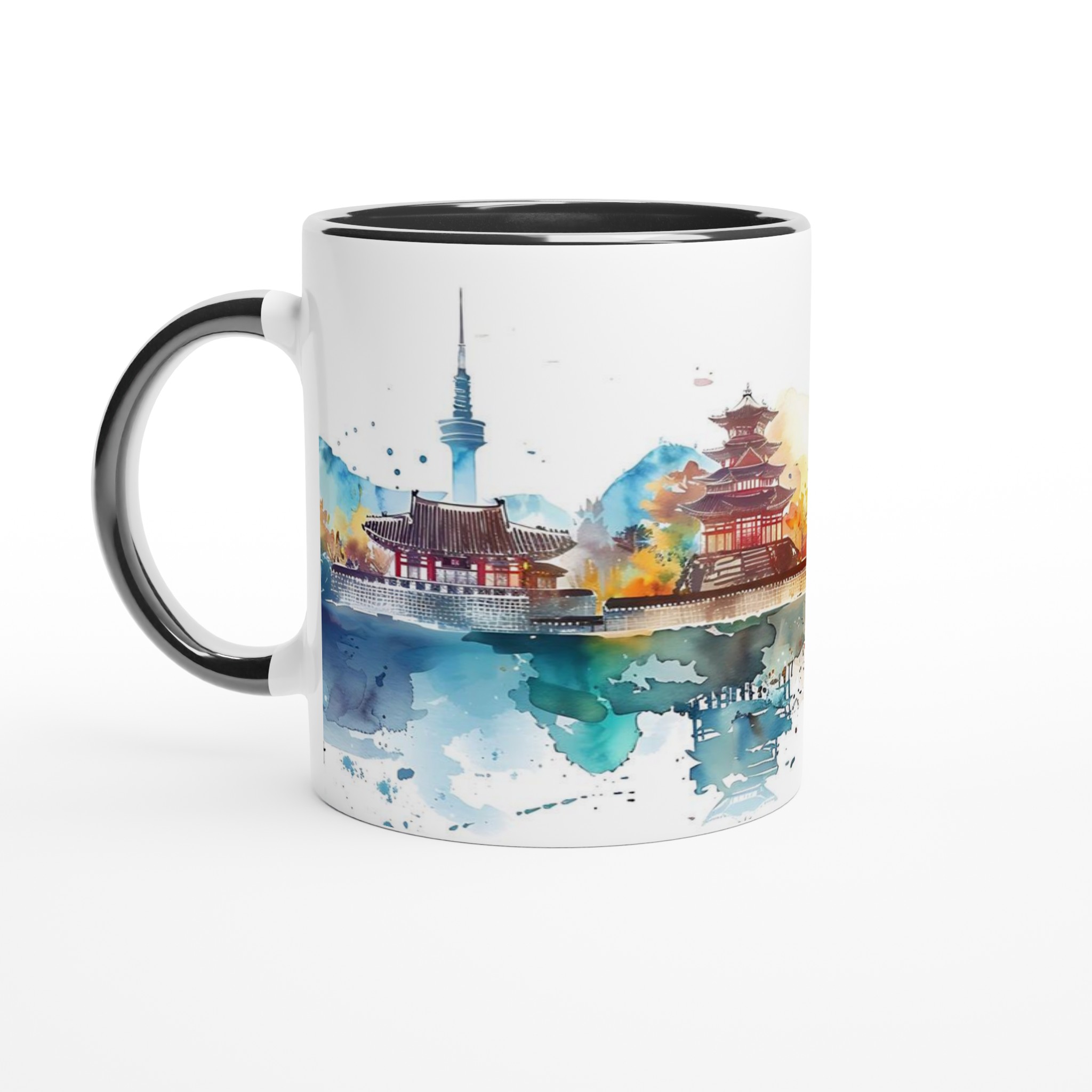 Asiatisk Stadsbild Akvarellmugg – Färgstark Keramikmugg 11oz 7 6d0c0de8-cf70-44a0-ade8-d8c54ea10b7f