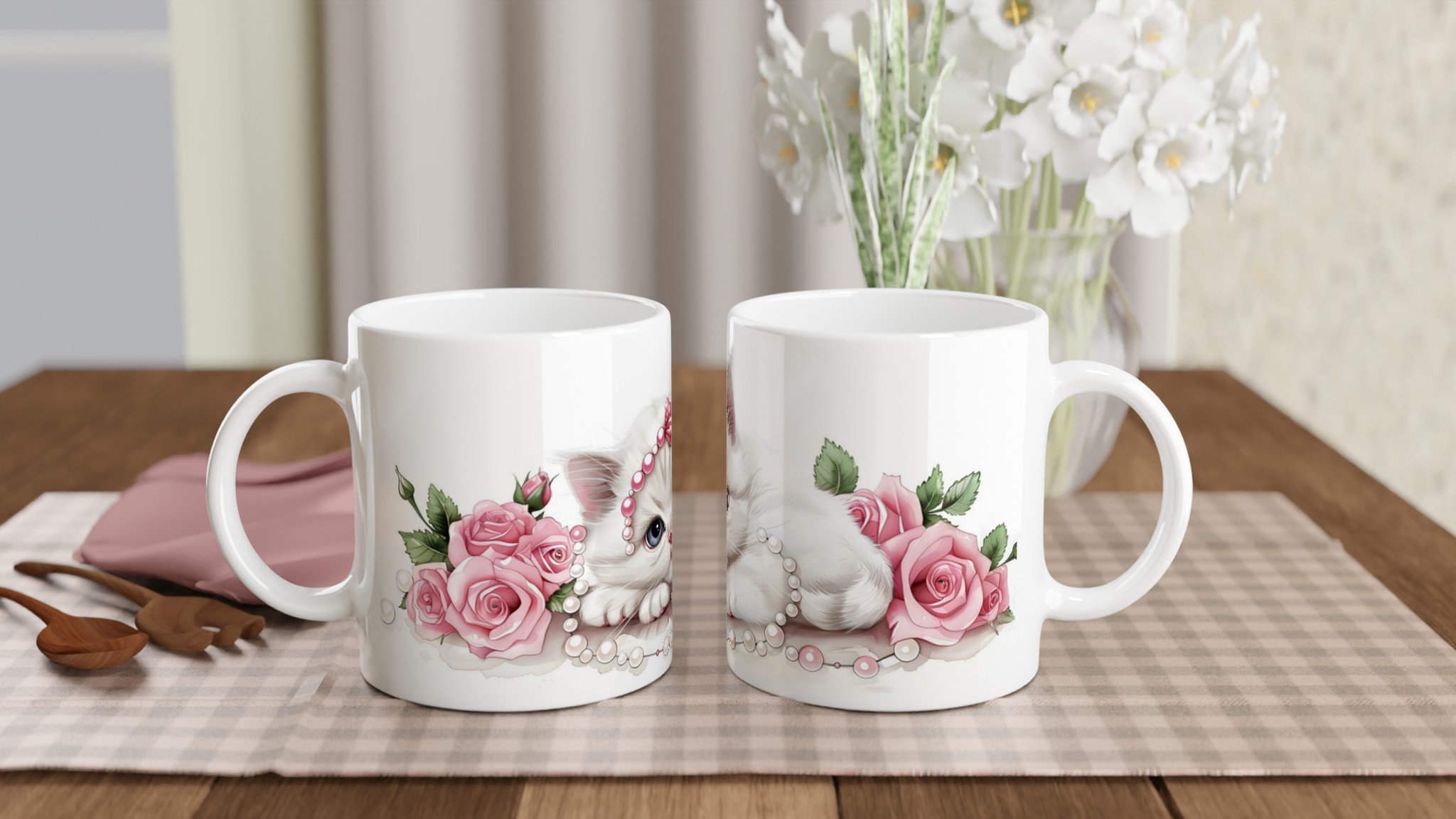 Söt kattunge och rosor 11oz keramisk mugg – charmig design för kaffeälskare i flera färger 10 6d3d33dd-d0a7-43ec-8515-38a1fbe46c35