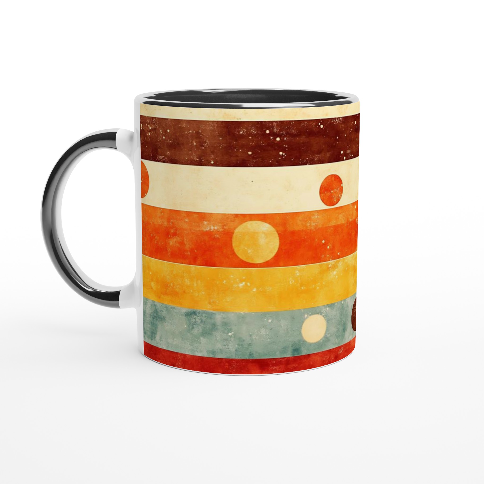 Retro Abstrakt Mugg - 11oz Keramikmugg i Vintage Färger & Geometrisk Design 2 6d85e91c-e339-43ad-acdb-0b5b2a3f908c