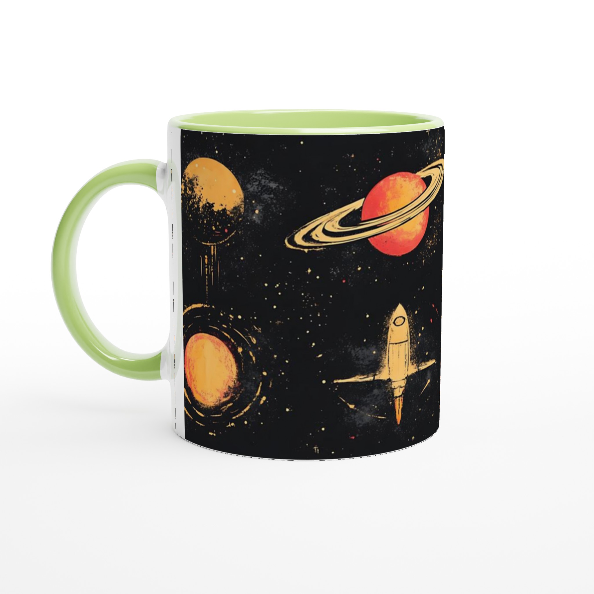 Kosmisk Äventyr Mugg – Rymdskepp & Planeter i Rustik Stil – Välj Din Färg! 7 6edb2db6-f536-489a-a762-4819719333f1