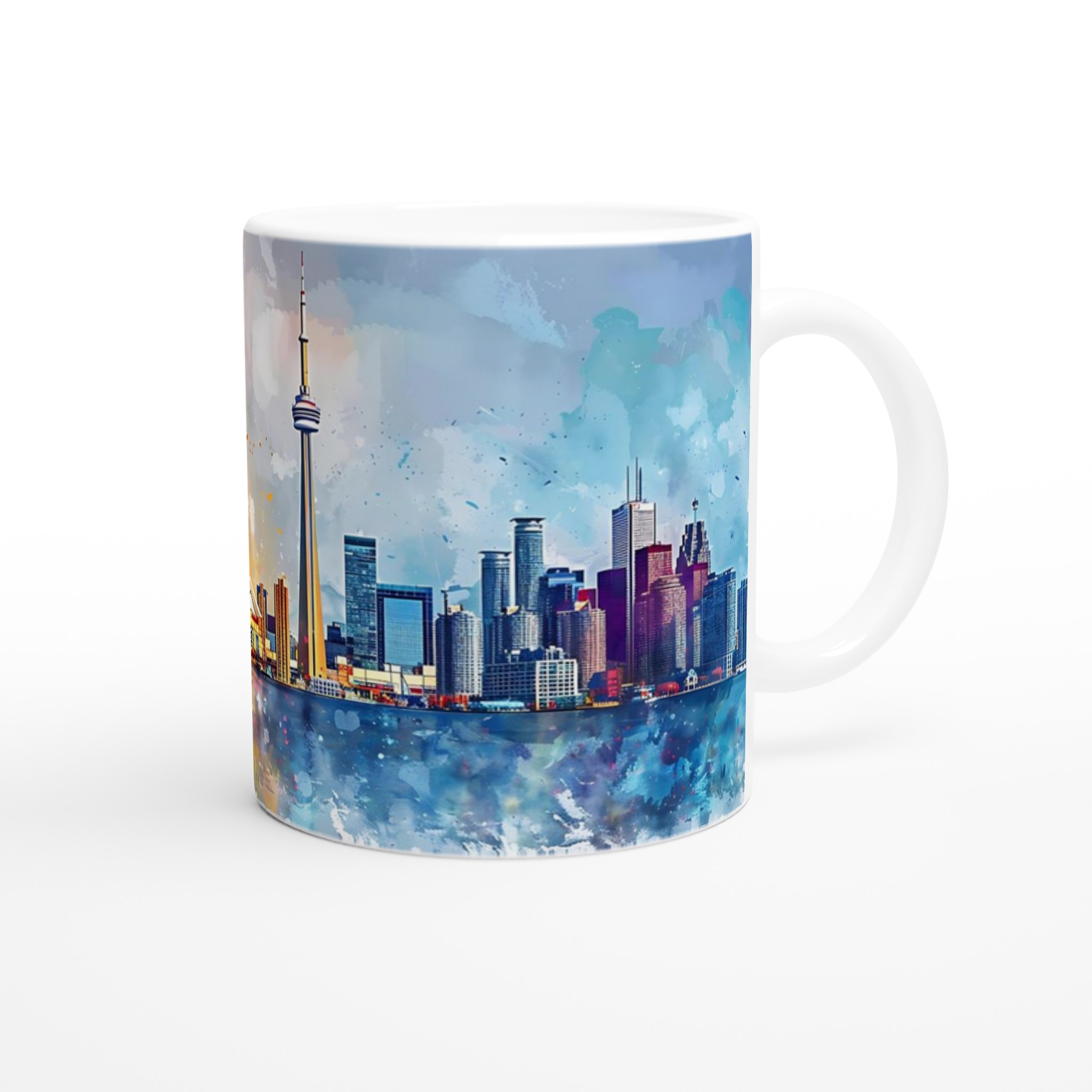 Toronto Skyline Watercolor Mugg - Konstnärlig Kaffemugg med Färgstark Stadsutsikt - Välj din färg 9 6ee124c5-f6d0-4fdc-8912-6313f8f5c5d6
