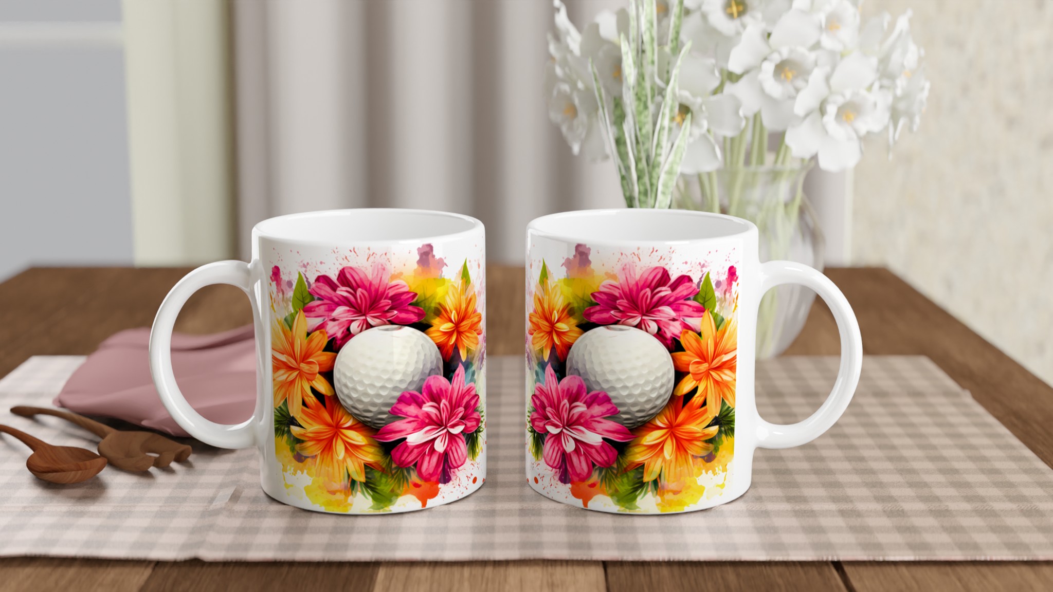 Färgexplosion Golfmugg – Vibrant Floral Design på 11oz Keramisk Mugg 11 6f8363e7-9008-4839-9281-44b1be639f97