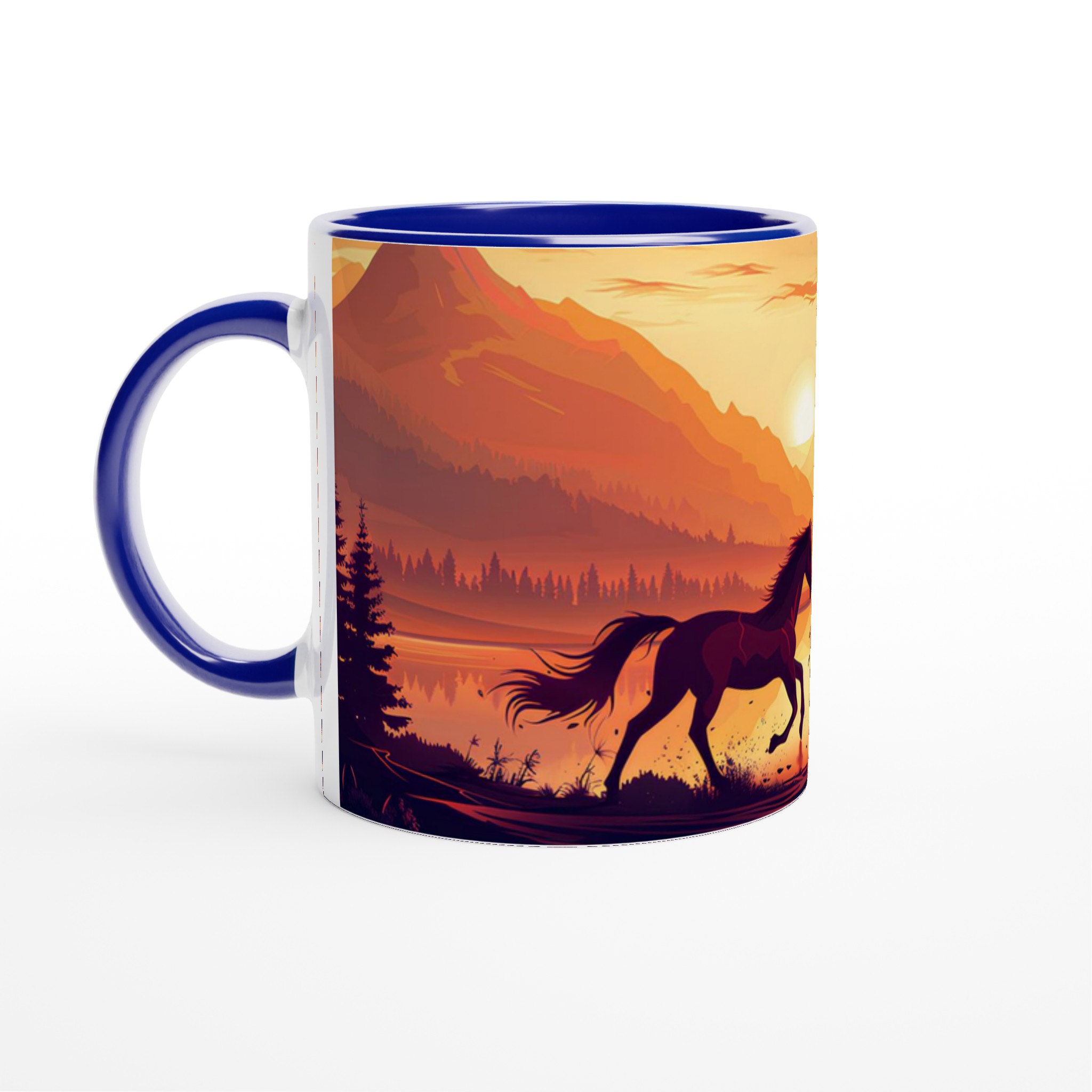 Vildhäst vid Solnedgång Keramisk Mugg - 11oz Konstnärlig Design i Ditt Val av Färg 4 6f87ff8a-3e42-4027-8193-1bf724290a9c