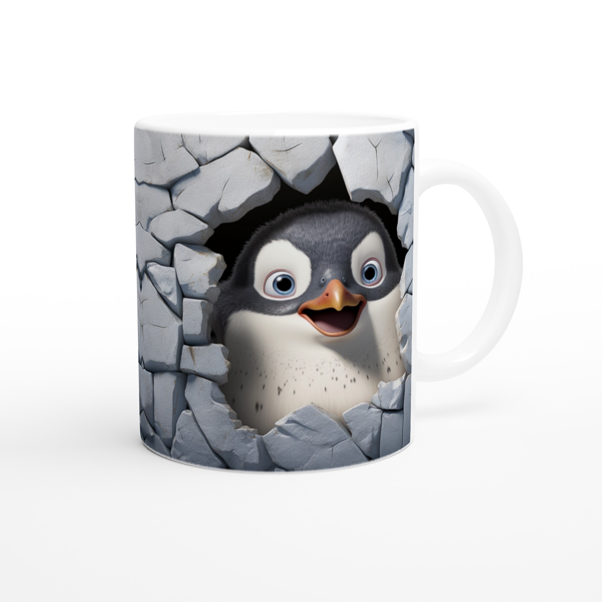 Glad pingvin tittar fram – Personlig 11oz Keramikmugg i ditt val av 7 färger 9 6fc15e15-591f-4e27-abbb-b26159c0938f