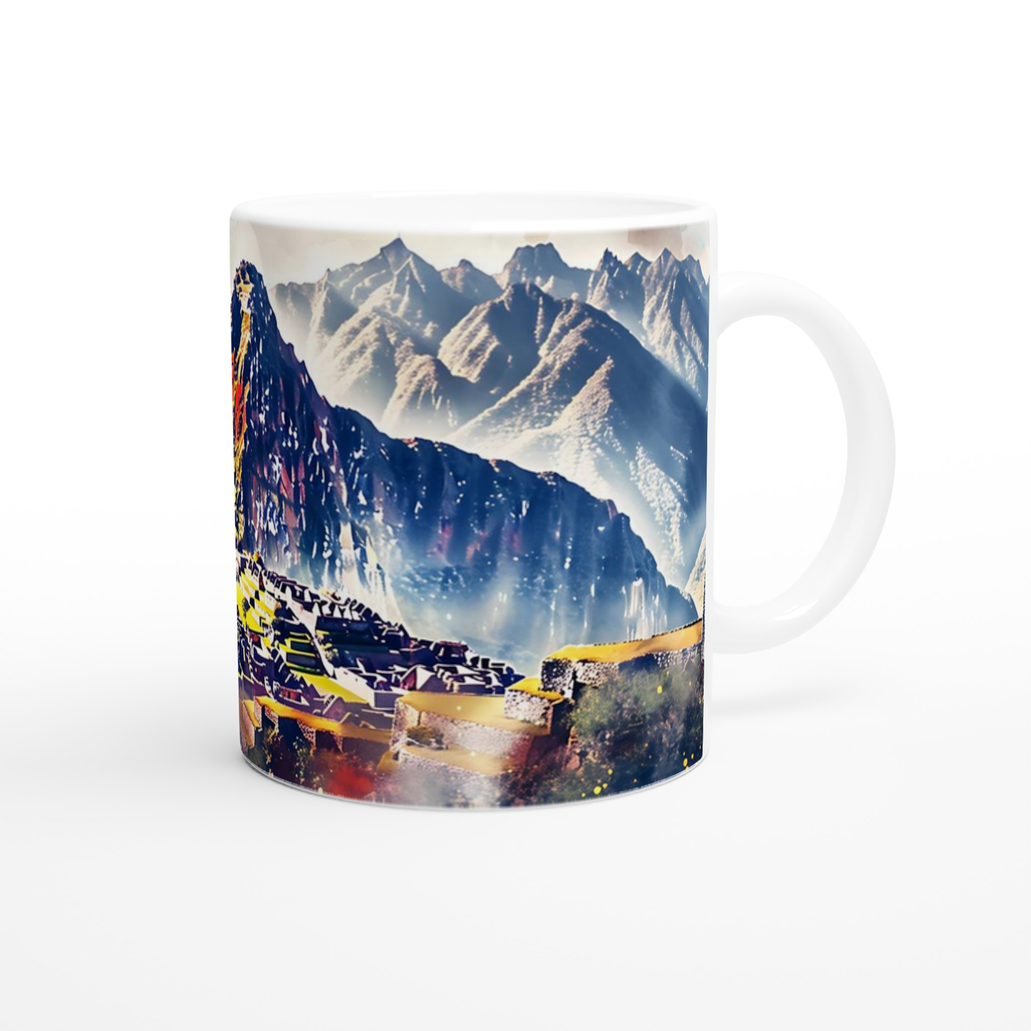 Machu Picchu Akvarell Mugg - Vibrerande Landskap för din Kaffestund i Valfri Färg 10 700296d1-de28-44b7-a090-33aa24e0b3fd