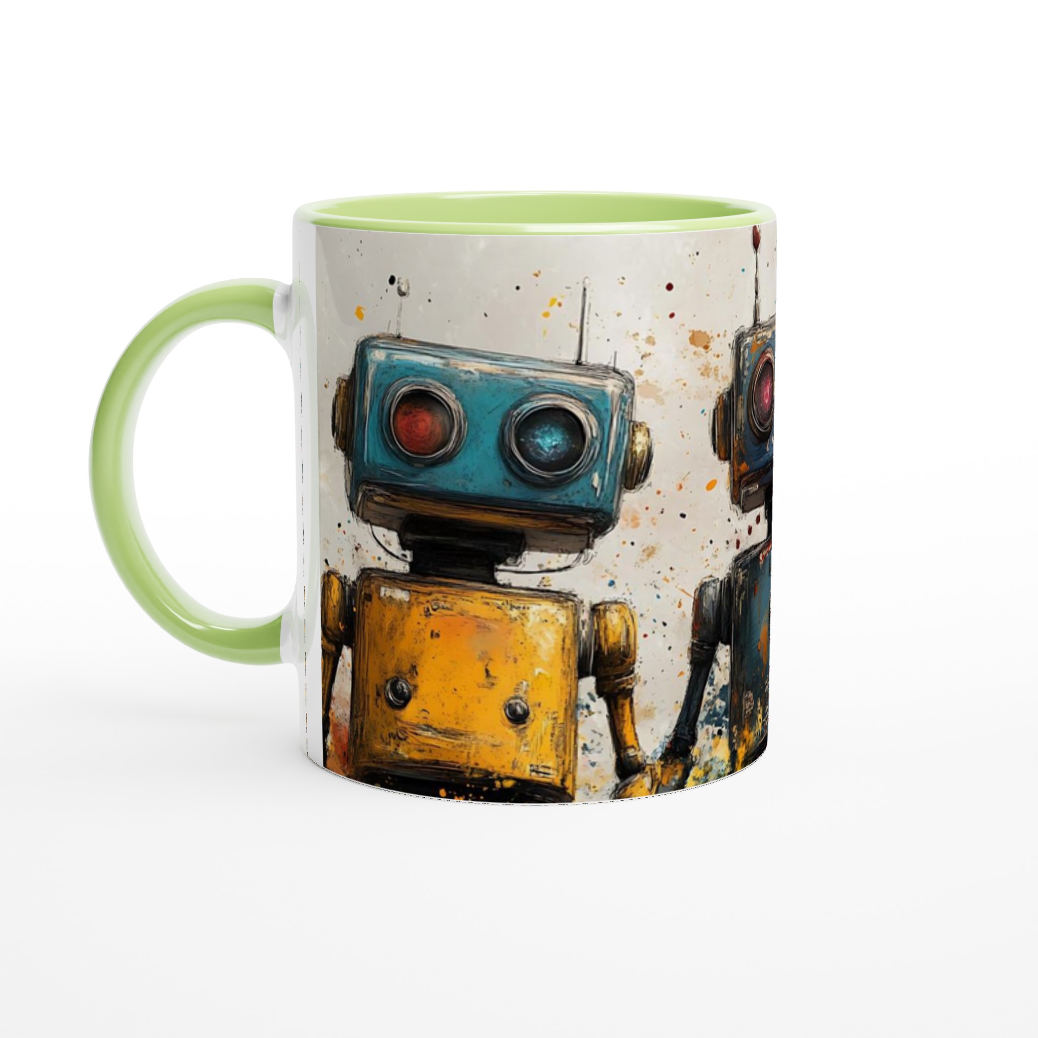 Retro Robot Art 11oz Keramikmugg – Välj din färg och ge liv åt din kaffestund! 6 710afbe2-21b7-4fab-a5ad-1dcafb6dce35