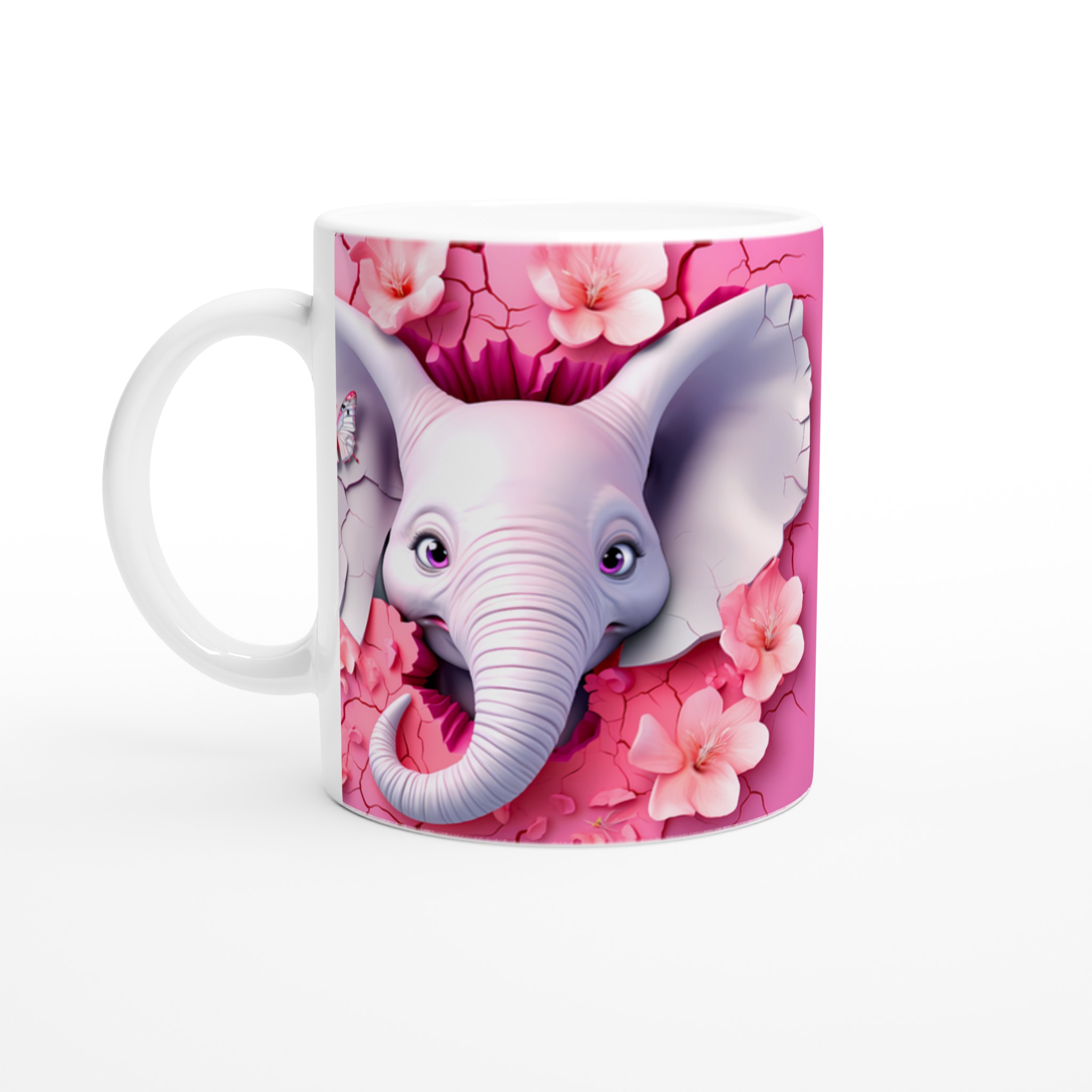 Söt Elefant & Fjäril 11oz Keramisk Mugg – Drömrosa Design för Kaffeälskare 1 716c38e9-506e-45d4-b3d4-b6babea430c7