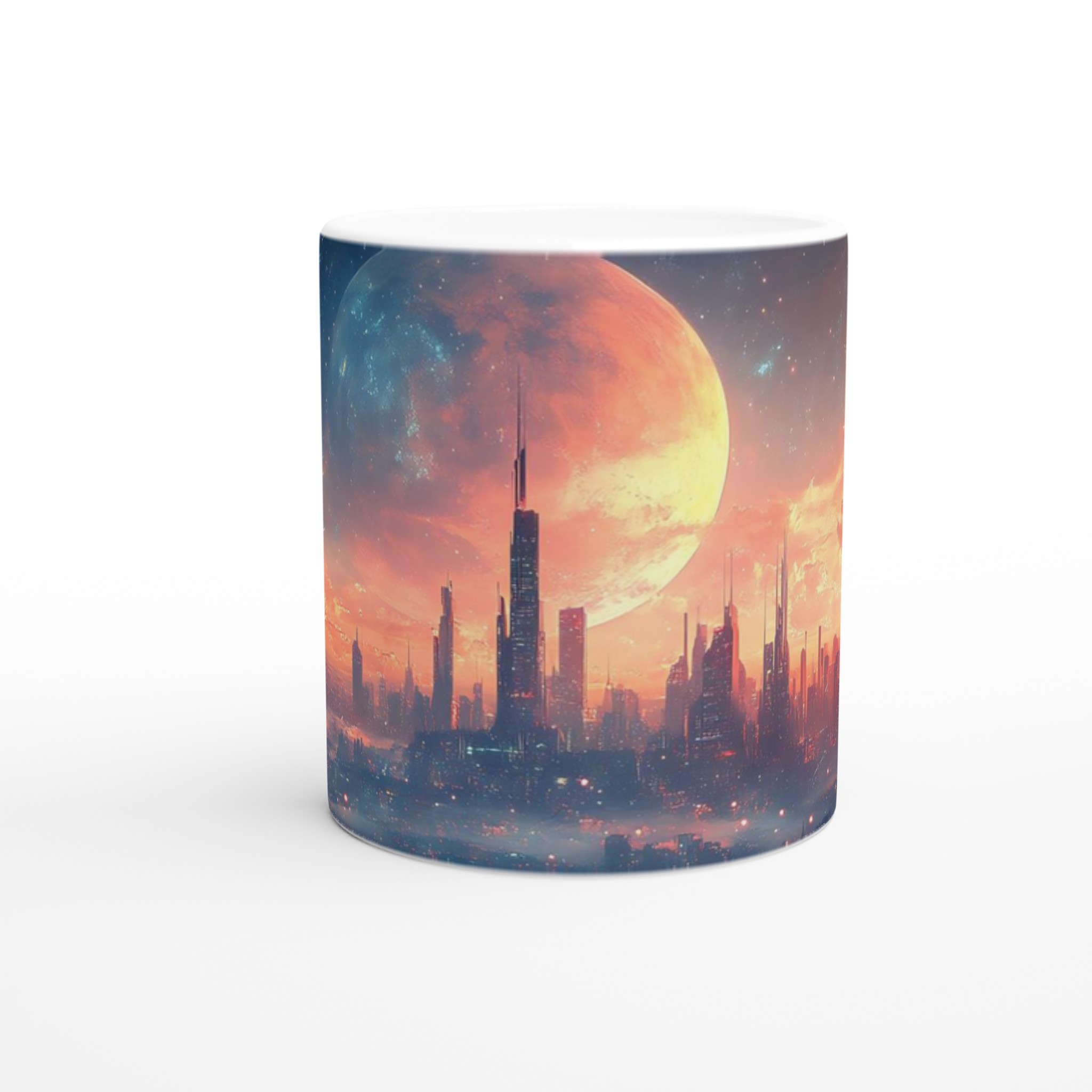 Futuristisk Stadsmugg – Sci-Fi Gryning Över Megalopolis Keramikmugg (11 oz) i flertalet färger 9 728166c6-089f-44c1-b155-7daa2b7b82e0