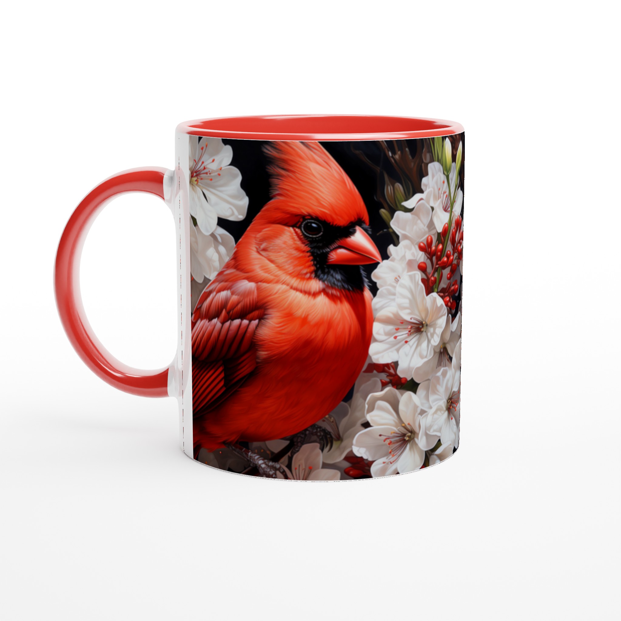 Kardinalens Prakt: 11oz Keramisk Mugg med Vibrerande Fåglar och Blommor – Välj din Färg! 3 72e370c2-21f3-4ae3-9c42-280c19920941