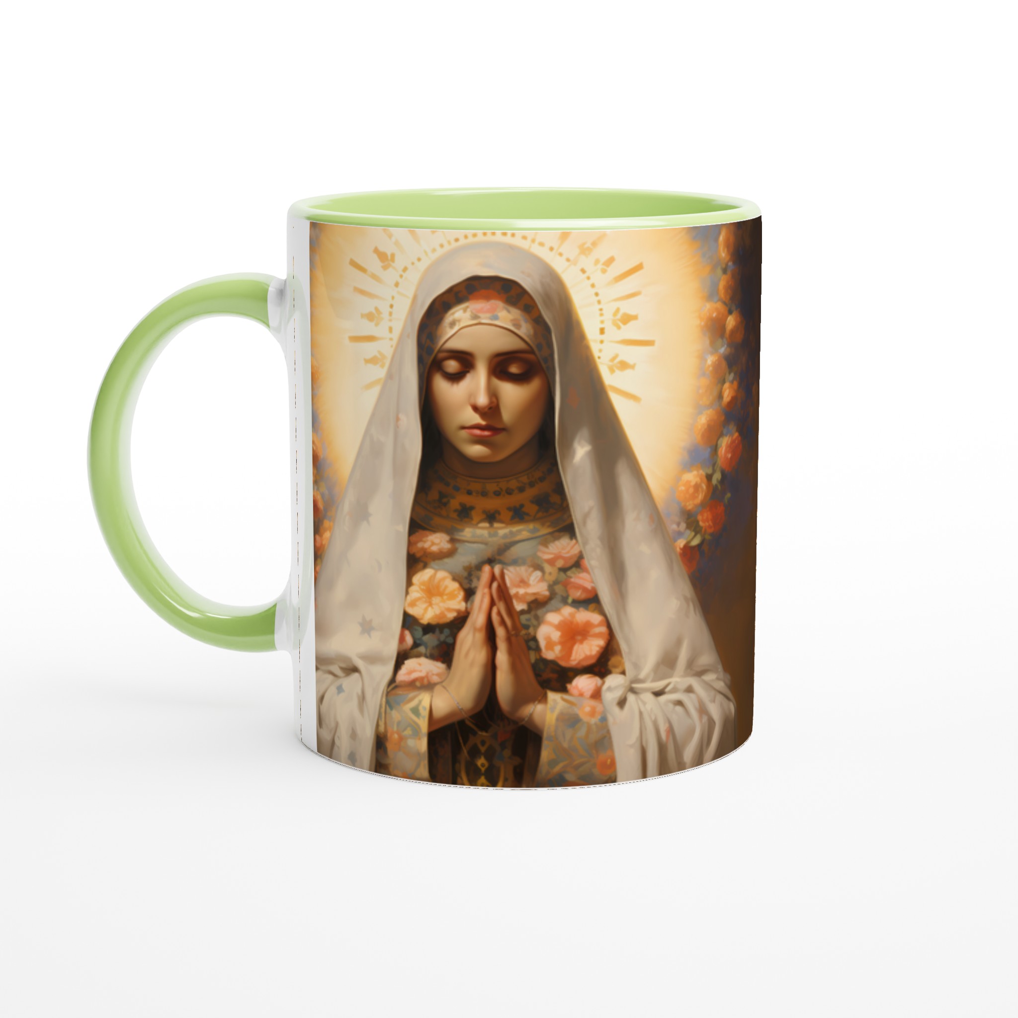Madonna of Flowers 11oz Keramisk Mugg – Konstnärligt Tryck, Välj Din Färg! 3 730e92d4-220f-45b1-99e9-e1bfe7d0962a