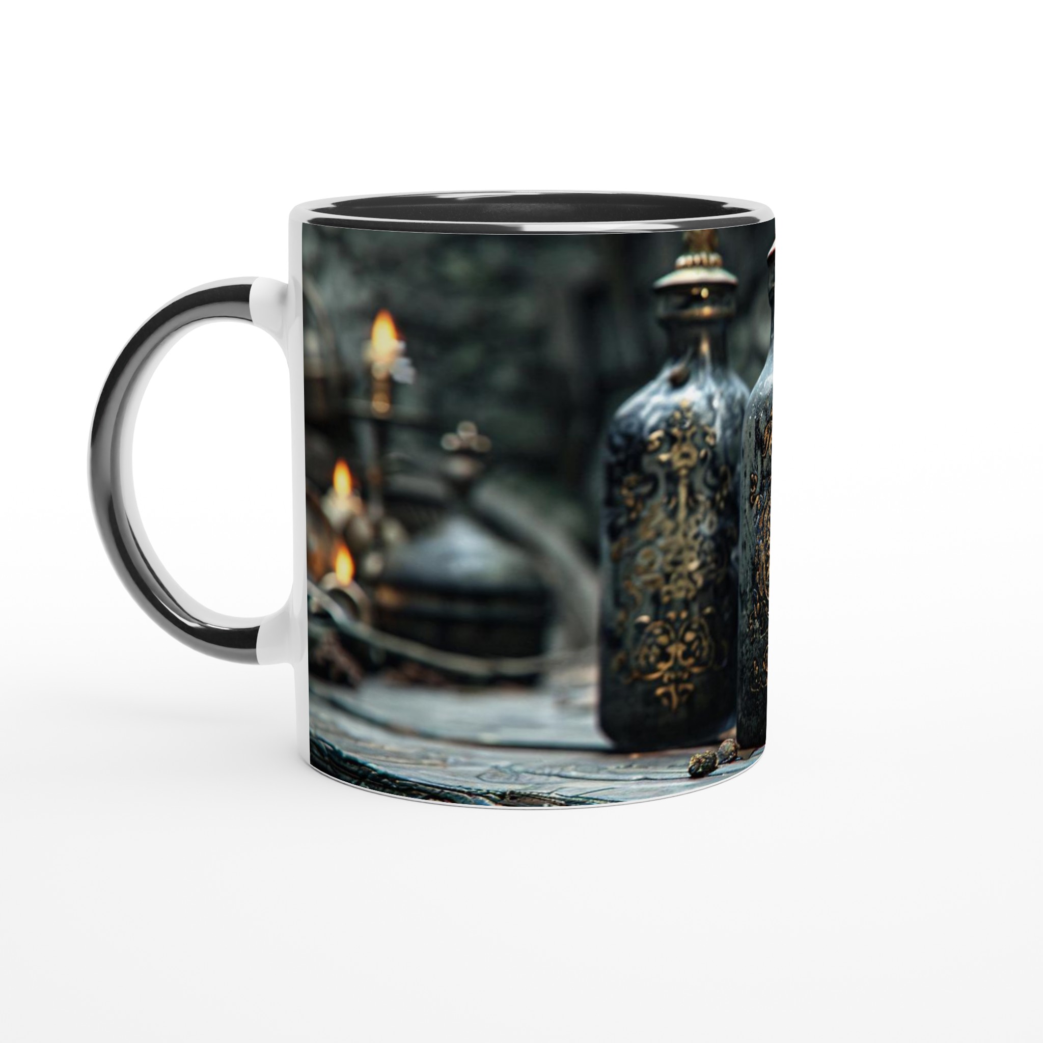 Mystisk Elixir Mugg – 11oz Keramikmugg med Guld- och Svart Magisk Design 7 731a3816-6703-45ed-af25-33453c10ae80