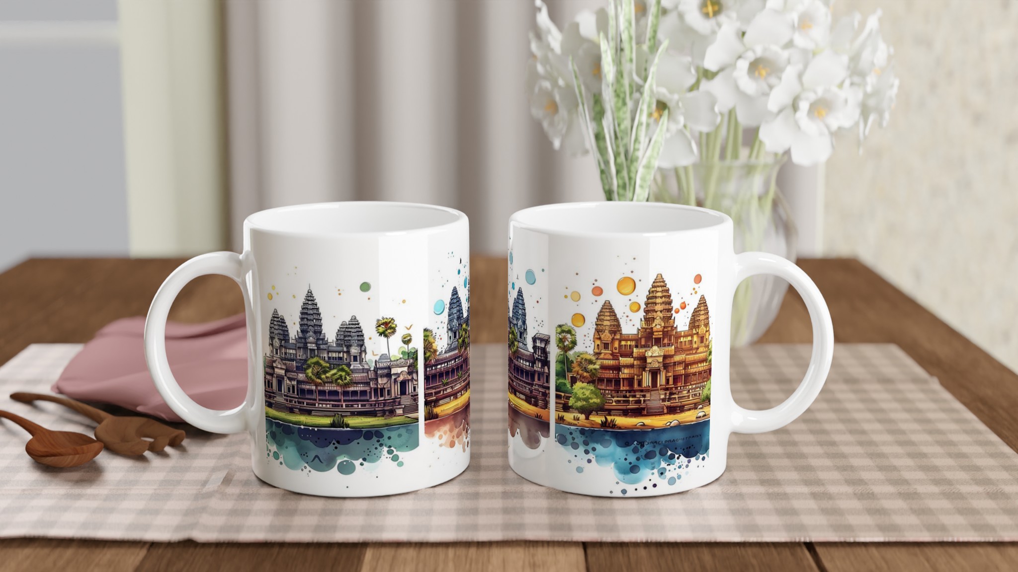 Angkor Wat Akvarell Mugg - Välj din färg, 11oz Keramikmugg för kaffeälskare & resenärer 10 736ecec2-fbe5-4a48-9f7d-323b11ce49ed