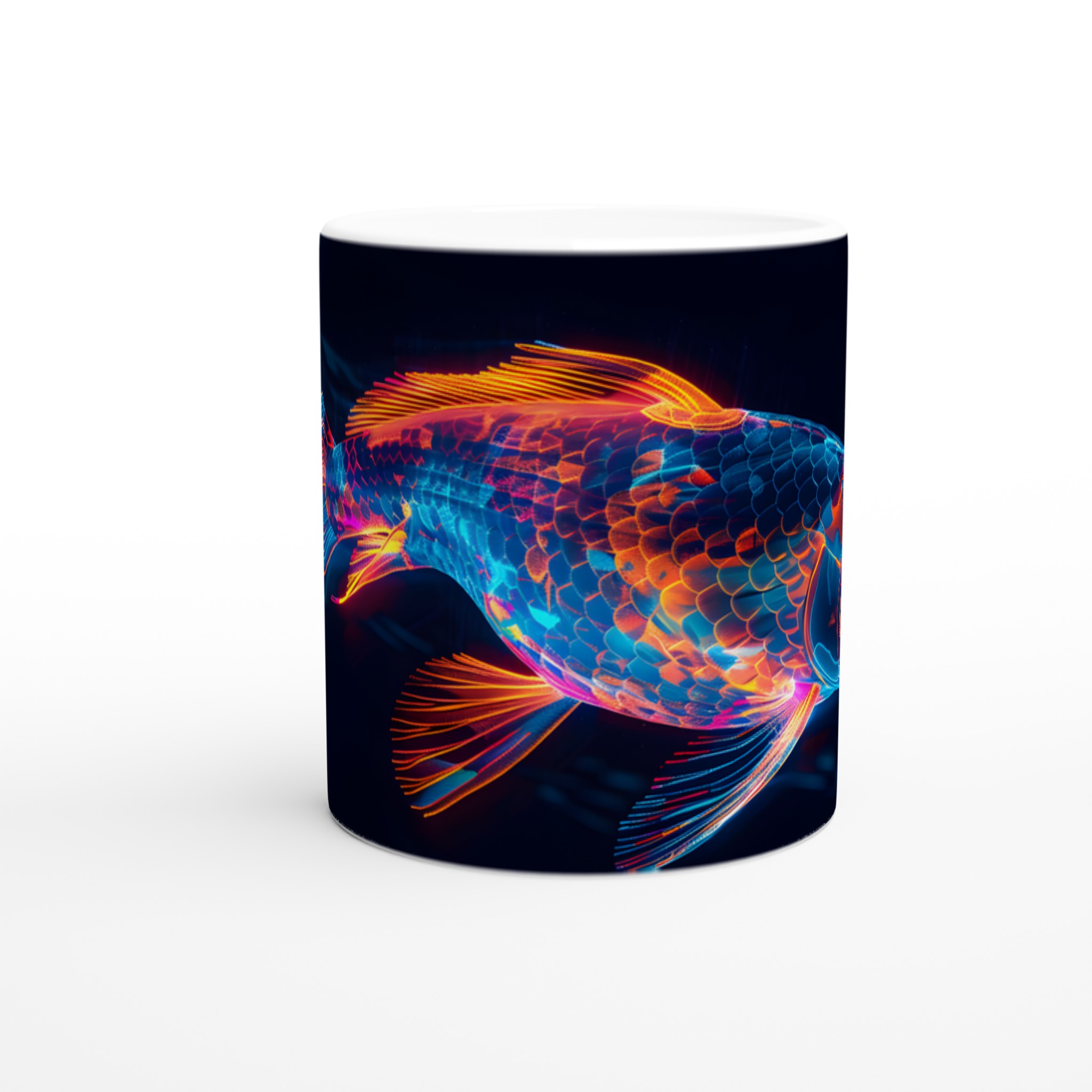 Neon Koi: 11oz Keramisk Mugg – Lysande Fiskdesign i Levande Färger för Kaffe- och Tedrickare 8 737e3777-f372-4156-b8ee-6fb928f59284