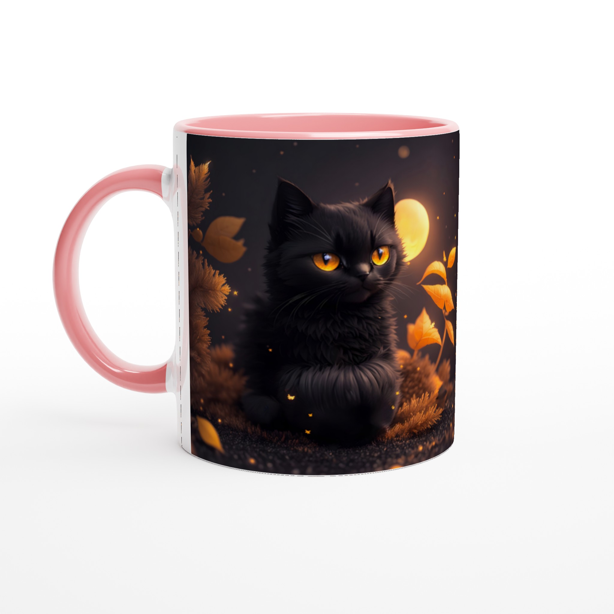 Mystisk Svart Katt Keramikmugg - Gyllene Ögon & Magisk Höstatmosfär, 11oz 6 73c12b25-6f43-40ba-8fe8-994be173d371