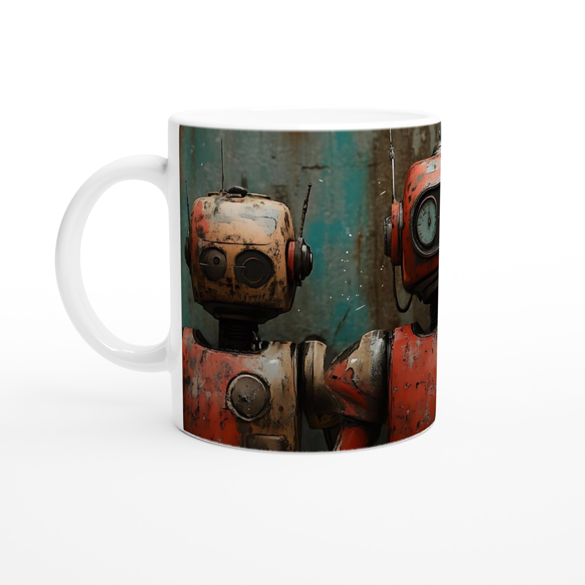 Retro Roboter Vänner 11oz Keramikmugg – Perfekt för Sci-Fi Entusiasten, Välj Din Färg! 1 74135ad7-ea86-4403-b4ba-e89e1edfef6e
