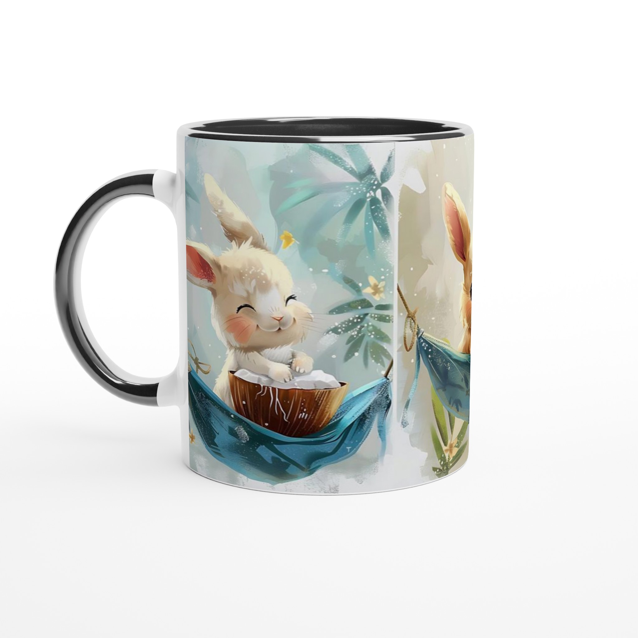 Söta Tropiska Kaniner Mugg – 11oz Keramisk Kaffekopp för Lekfulla Stunder, Välj bland 7 Färger! 7 74aaf519-a49e-4081-b522-19e394842f6b