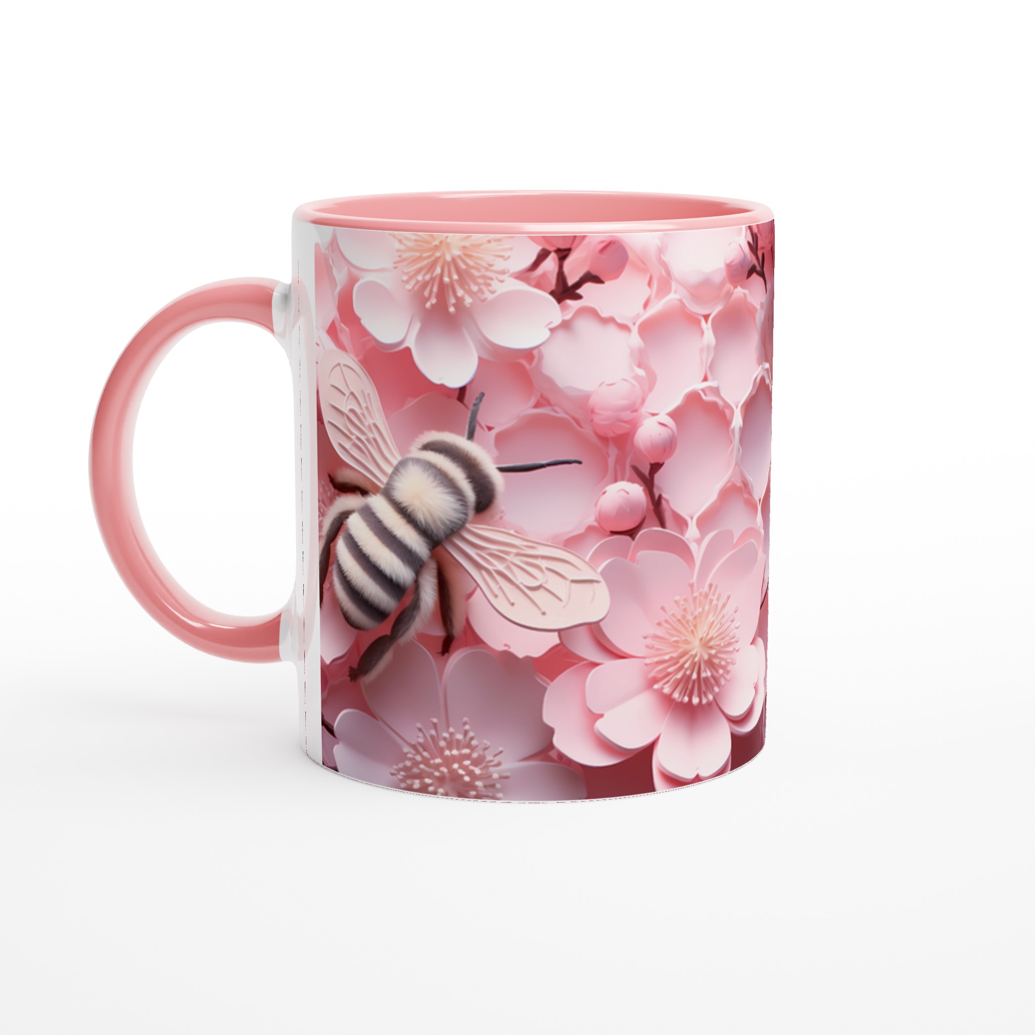 Pastellrosa Blomstermugg med Bin – 11 oz Keramikmugg för Vårkänslor & Naturnära Charm 6 74ca4a53-974f-4fe6-8daf-8edabb222afa