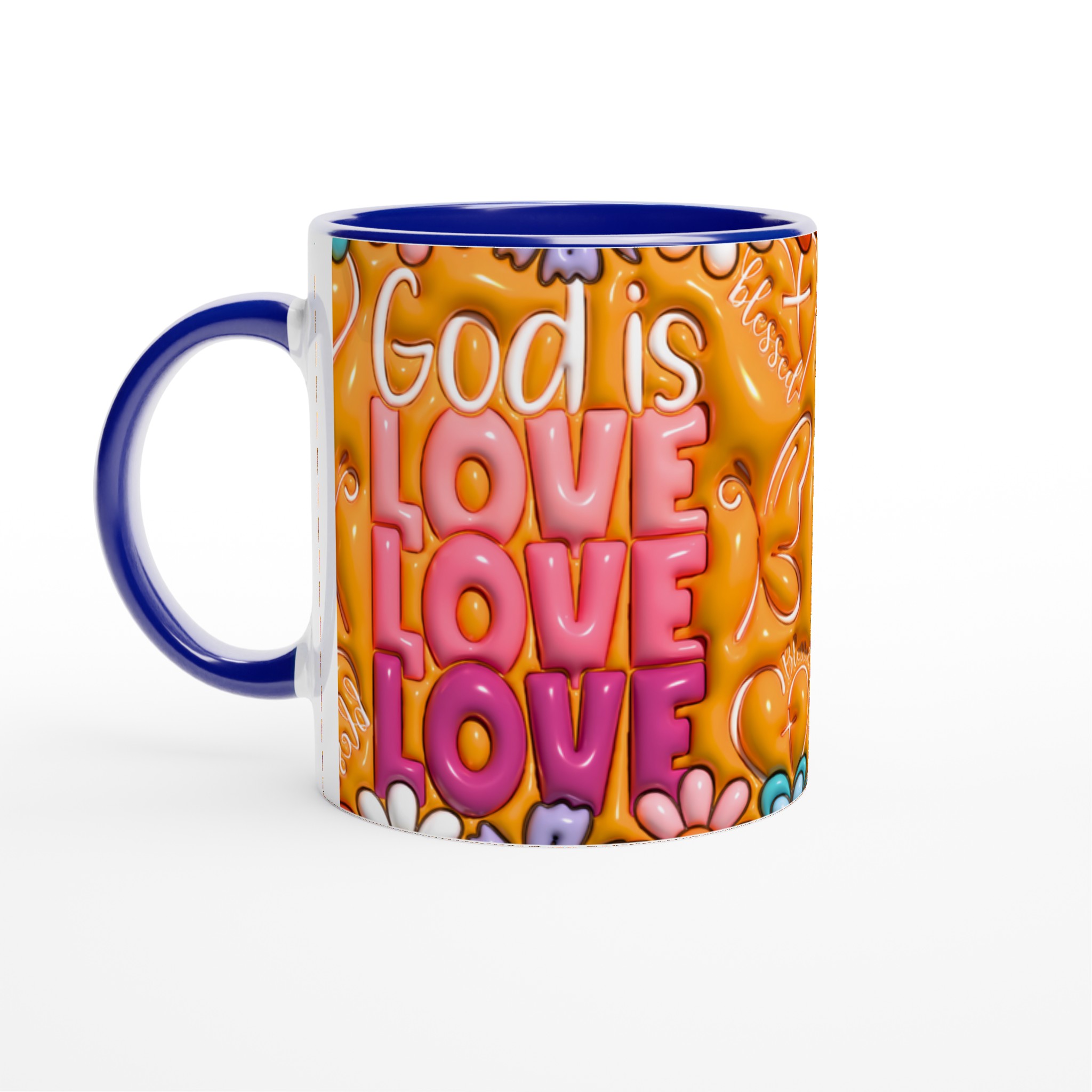 God Is Love & Blessed Ceramic Mugg – 11 oz i livfulla färger 4 74f7b63e-d905-4e54-90c1-ebacdc70807f