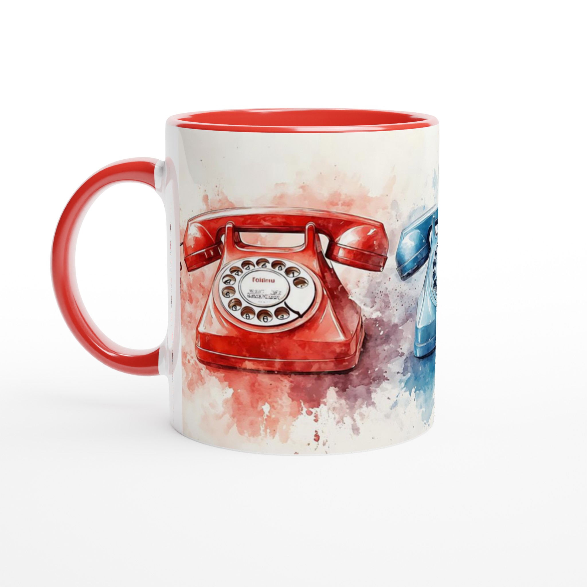 Retro Telefon Konst Mugg – Vintage Charm i Akvarell | 11oz Keramikmugg i Flera Färger 5 750b874f-7b11-494b-a603-facefc90ae2f