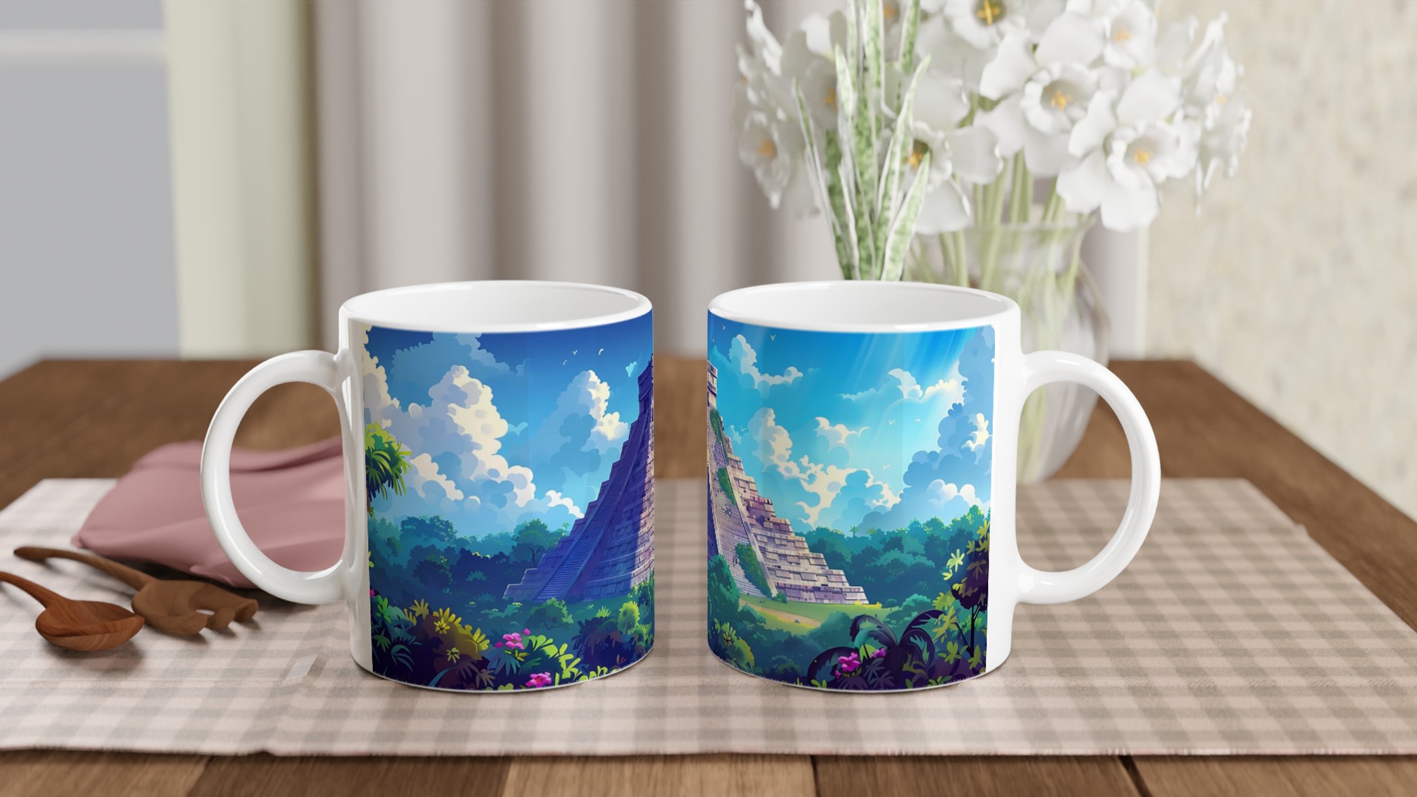 Chichen Itza Magi Mugg – Levande Maya Pyramiddesign på 11oz keramikmugg i ditt val av färg 10 758d7022-8a33-42f9-8610-6319863a4103
